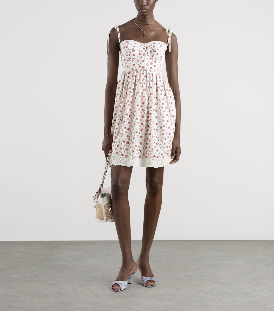 Dolce&Gabbana Womens Cotton-Blend Floral Sleeveless Midi Dress Rose Image 2