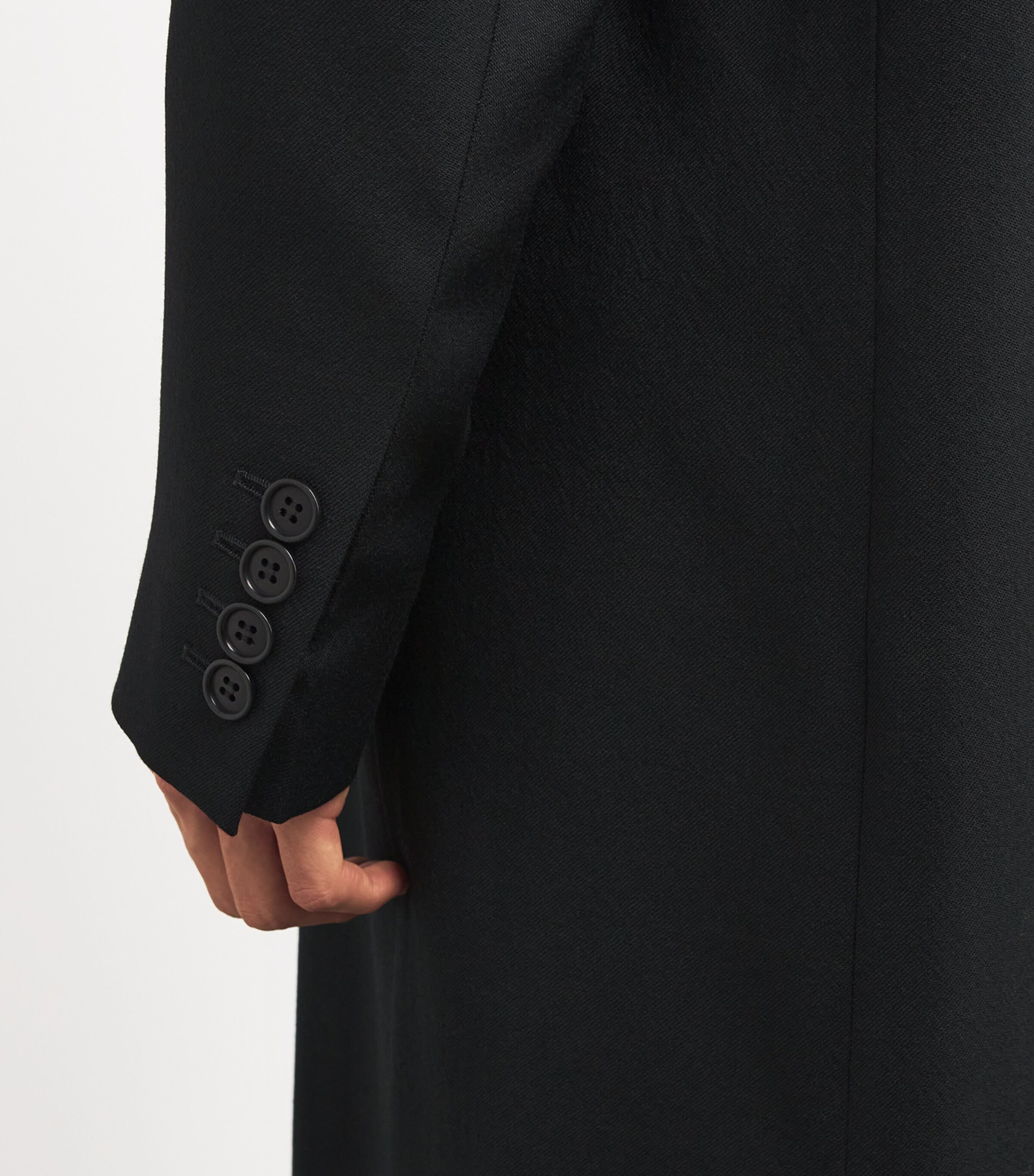 Virgin Wool Double-Breasted Overcoat BLACK Image 6