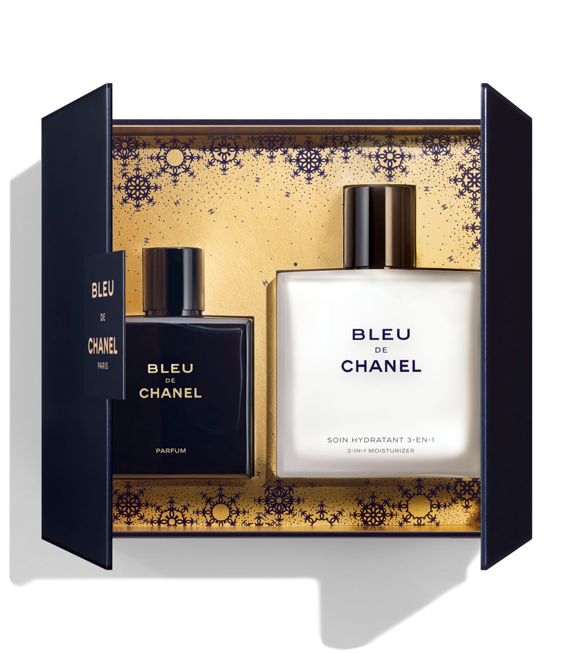 Chanel Bleu De  Case Parfum & 3-in-1 Moisturiser In White