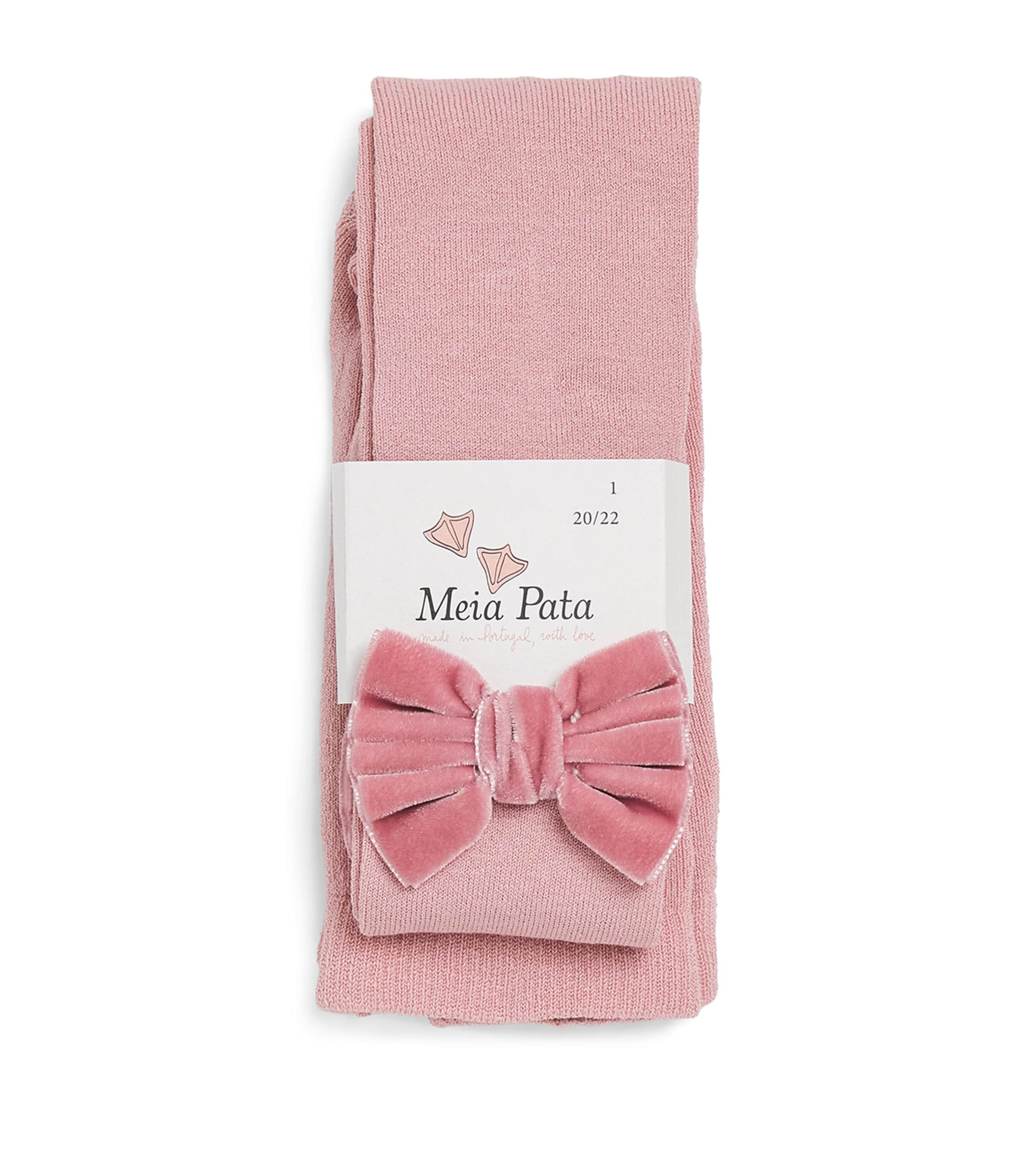 Meia Pata Cotton Blend Bow Tights In Pink