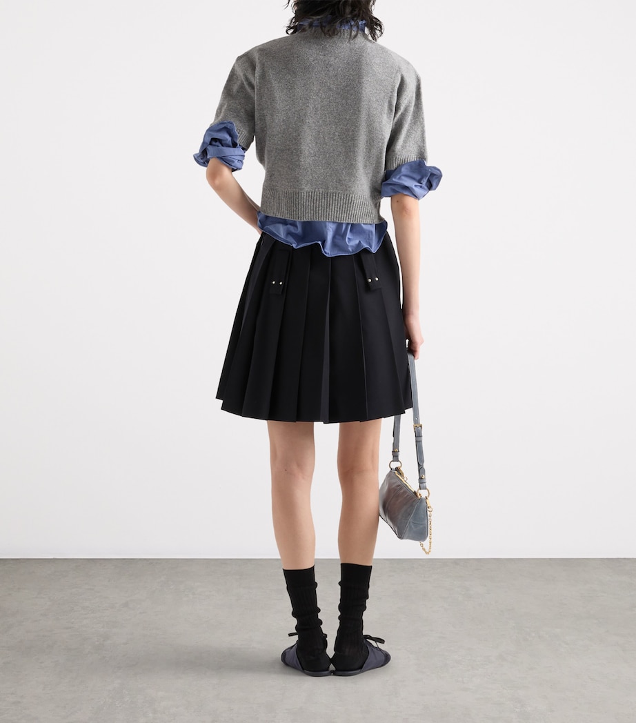 Wool Pleated Mini Skirt F0008 Image 4