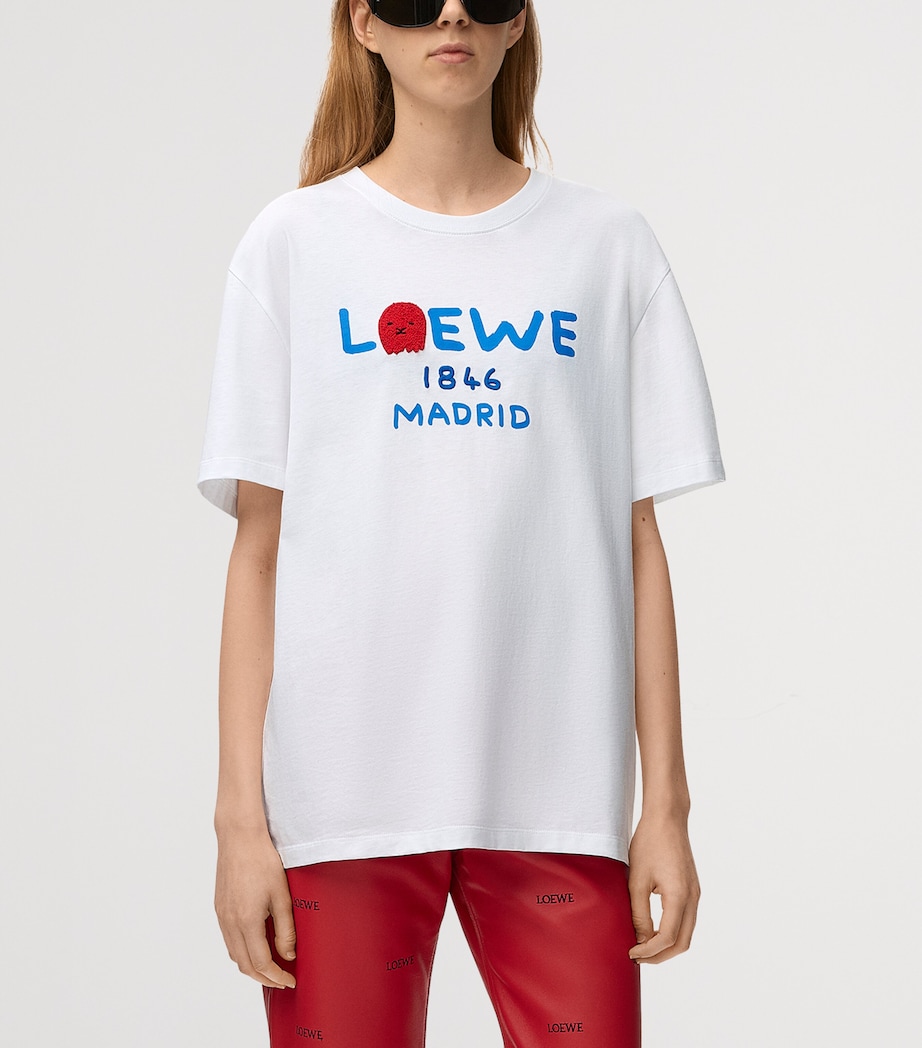 LOEWE Mens Cotton Relaxed Lion T-Shirt White Image 6