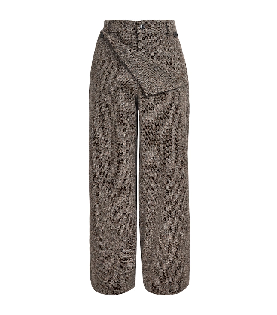 Wool Fold-Over Wide-Leg Trousers RUST Image 1