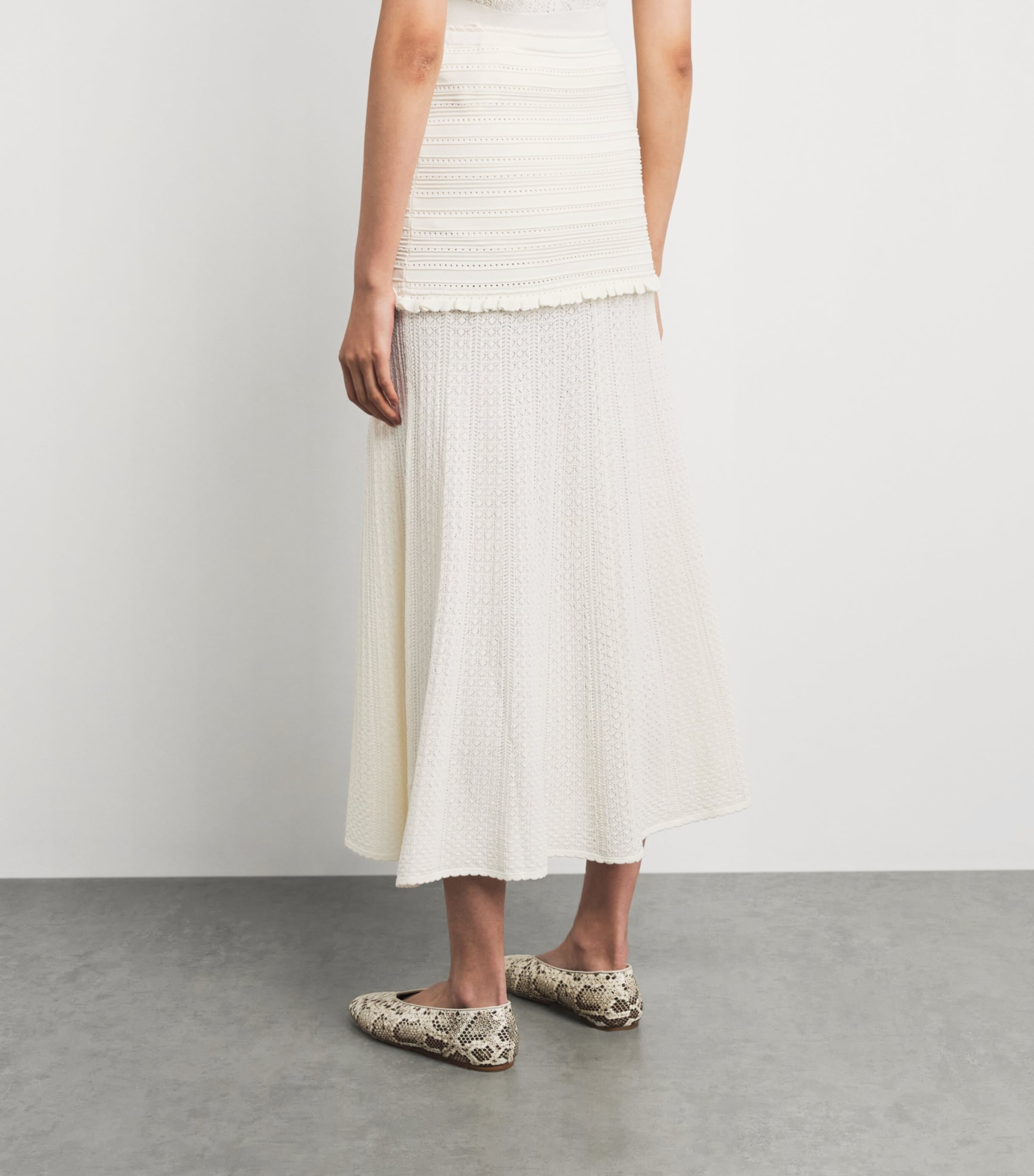 Sandro Paris Womens Knitted Pointelle Maxi Skirt Ecru Image 5