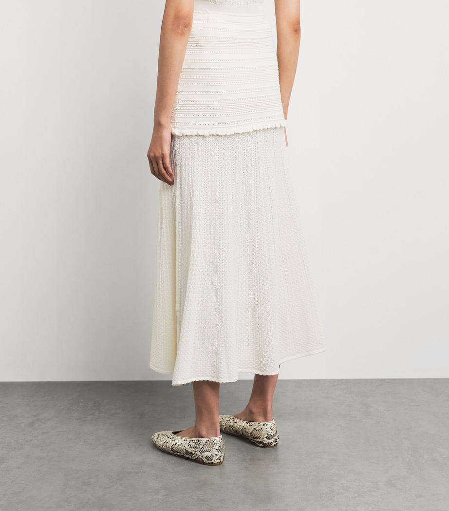 Sandro Paris Womens Knitted Pointelle Maxi Skirt Ecru Image 5