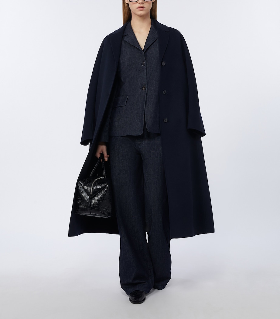 Max Mara Womens Virgin Wool Belted Coat Midnightblue Image 3