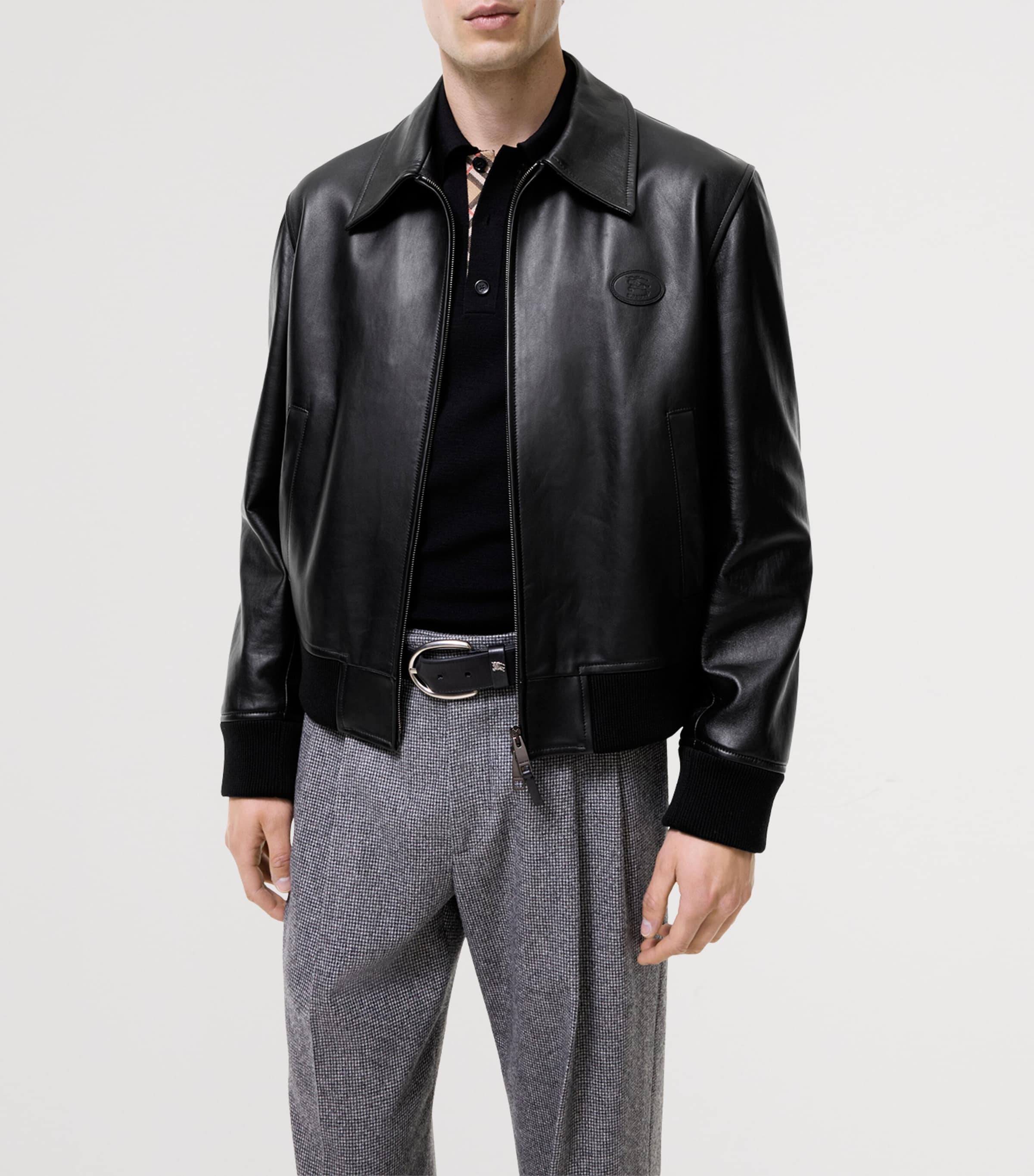 Burberry Mens Bloomsbury Leather Jacket Black Image 2