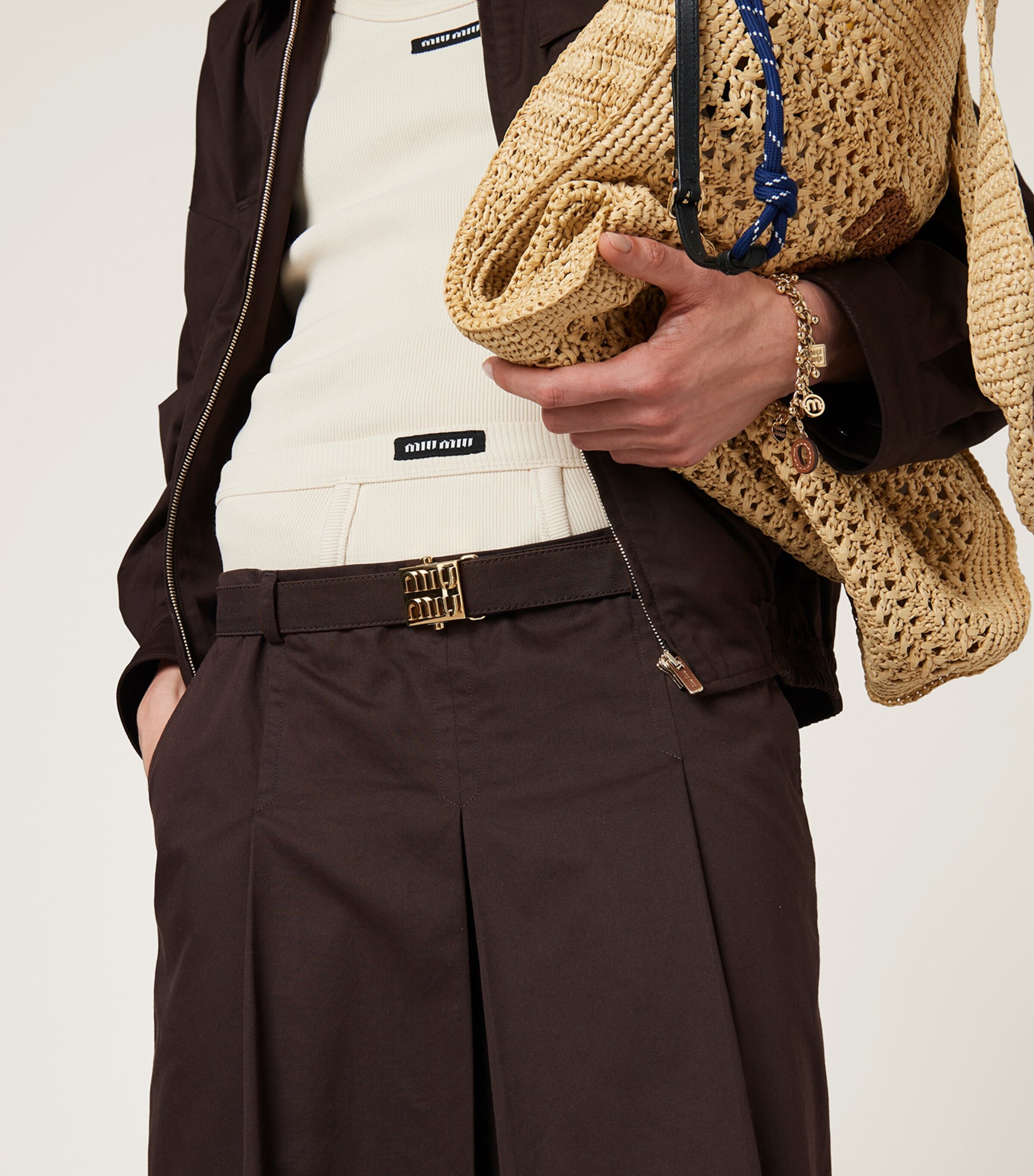 Miu Miu Brown Cotton Gabardine Midi Skirt | Harrods DE