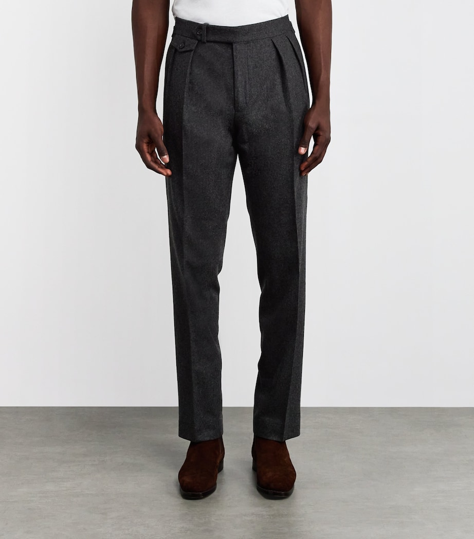 Polo Ralph Lauren Mens Wool Flannel Pleated Trousers Grey Image 3