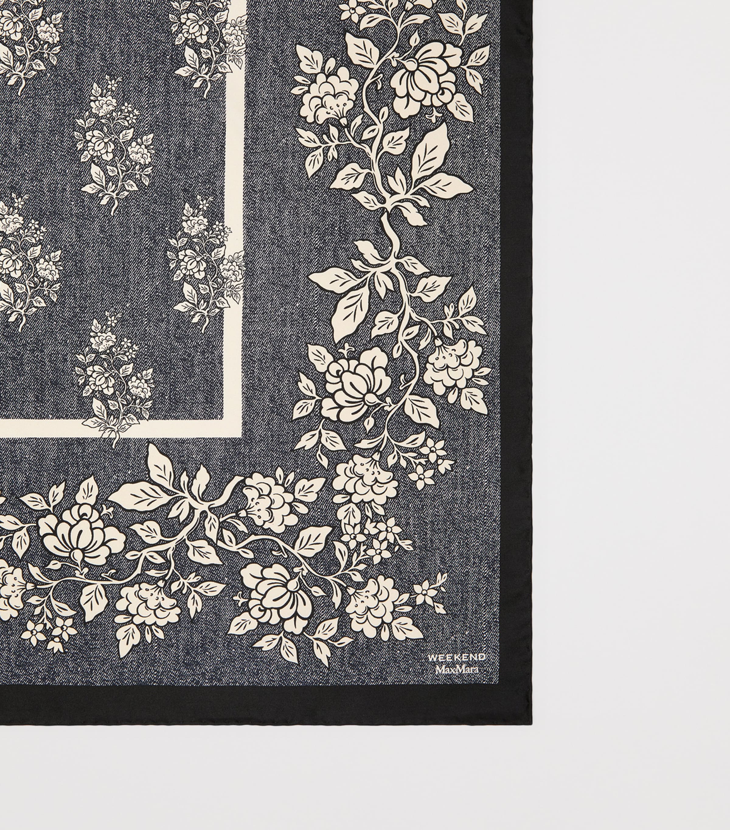 Weekend Max Mara Silk Floral Print Scarf Midnightblue Image 3