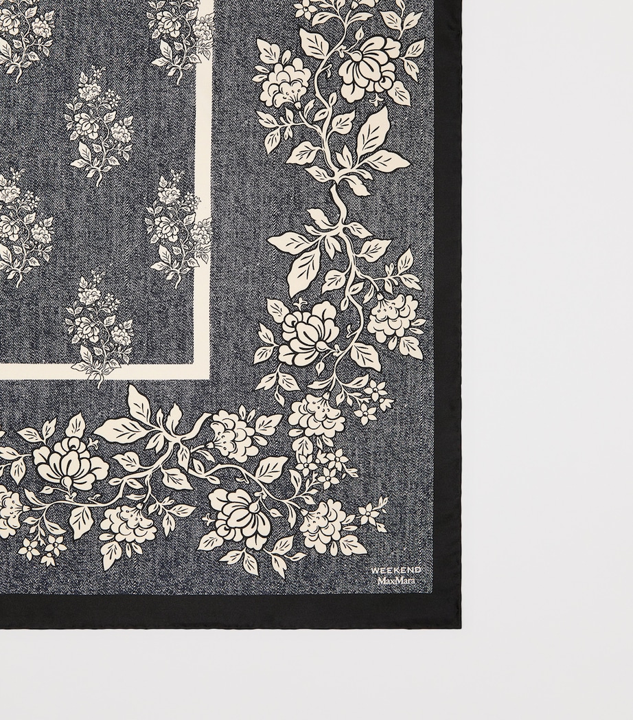 Weekend Max Mara Silk Floral Print Scarf Midnightblue Image 3