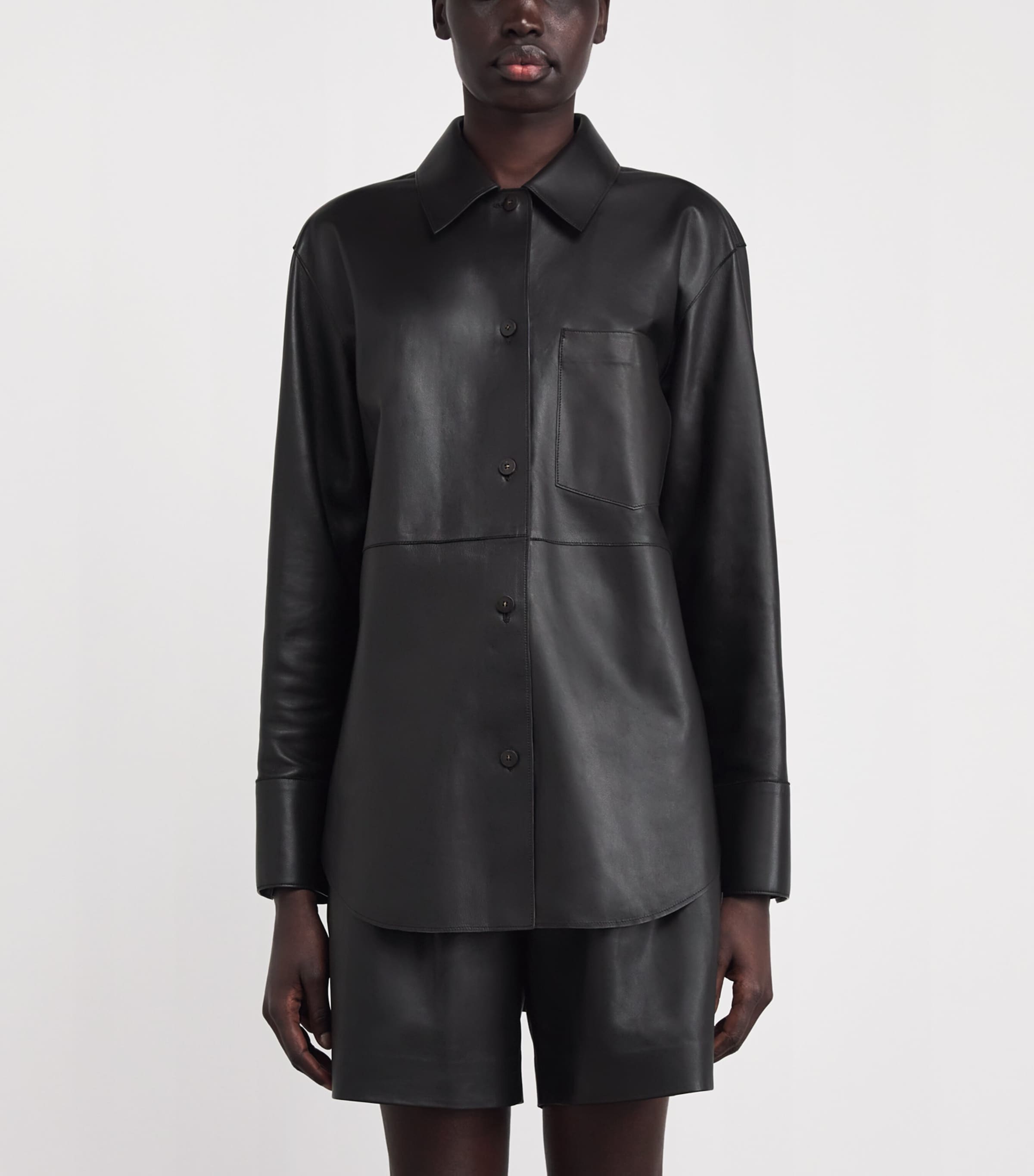 Penna Leather Overshirt BLACK Image 3