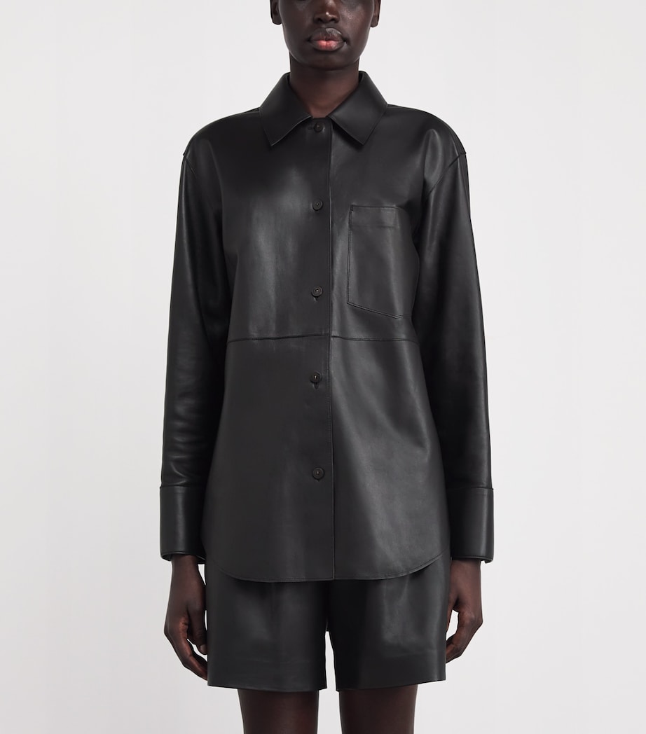 Penna Leather Overshirt BLACK Image 3