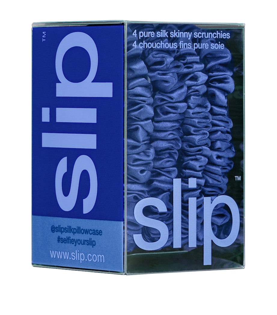 Slip Pure Silk Skinny Scrunchies (Set of 4) Royal Blue Image 4