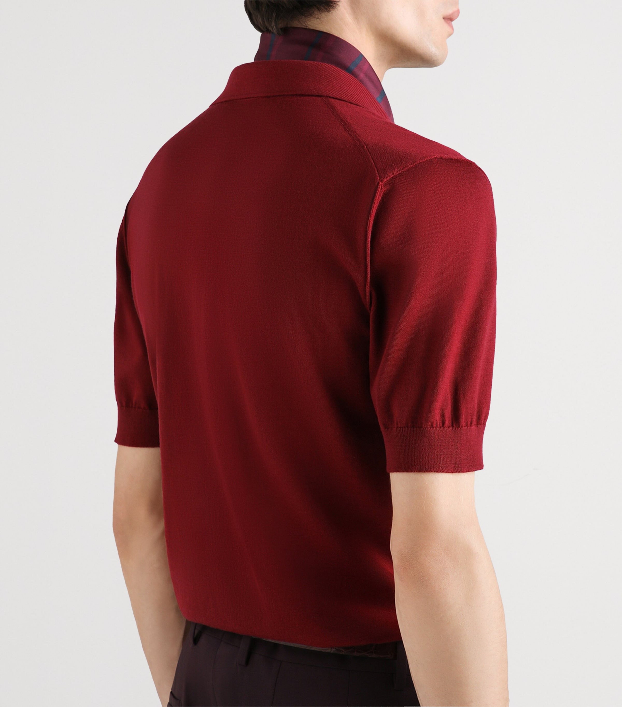 Dolce&Gabbana Mens Cashmere Short-Sleeve Polo Sweater Dark Plum Image 5