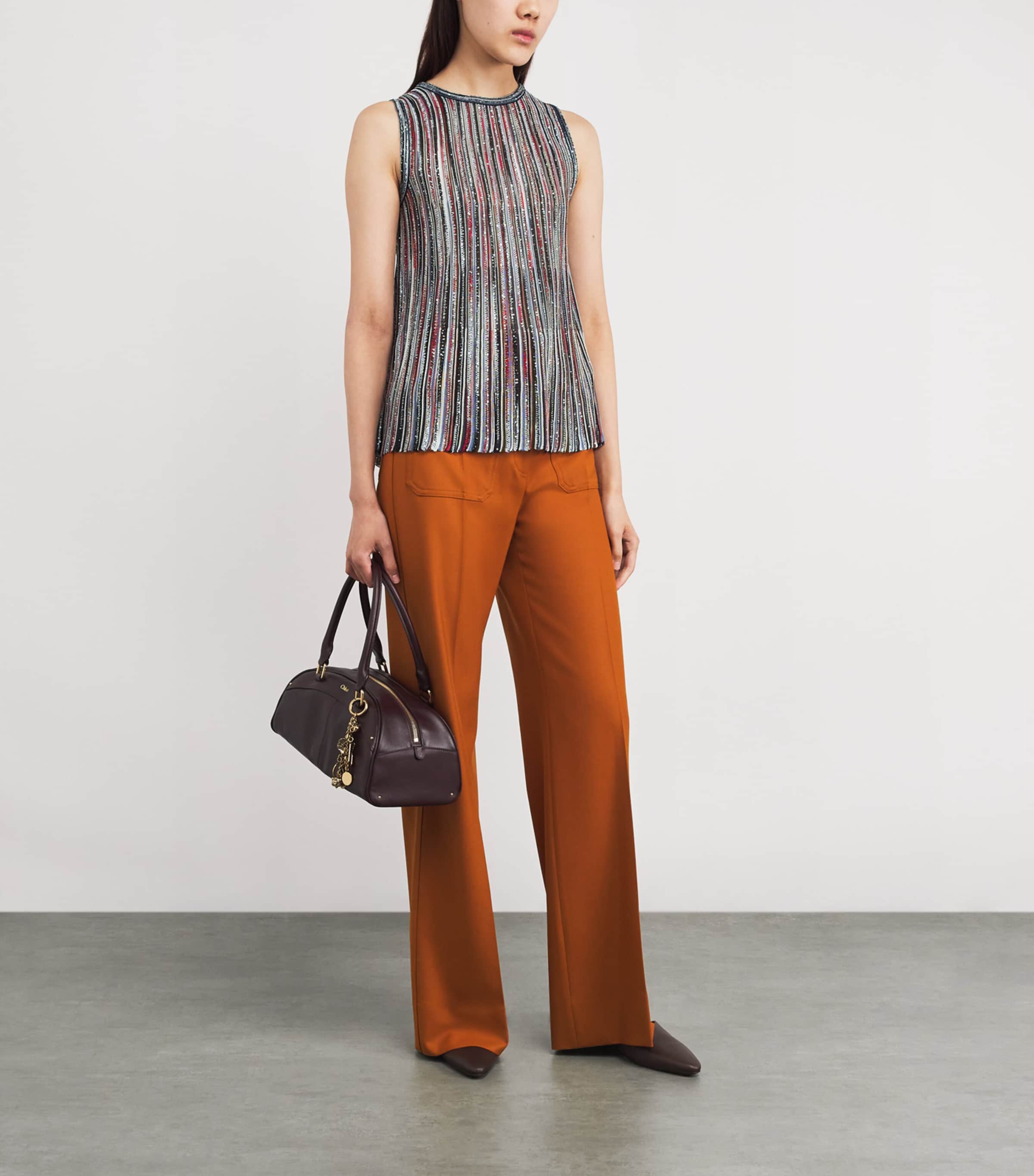 Lamé Embellished Tank Top SMSMB DARK RED/BLU Image 2