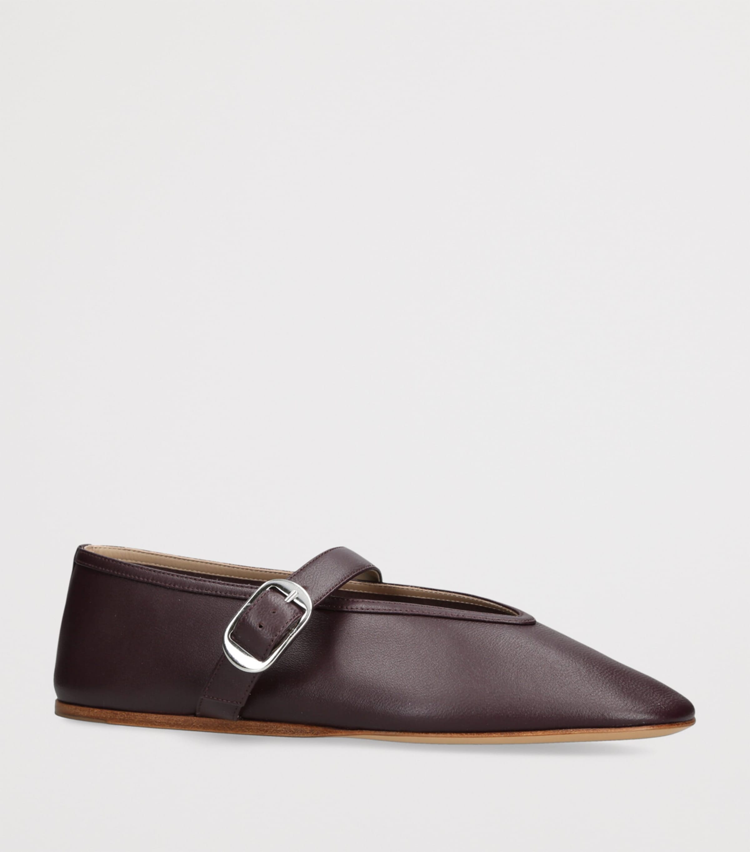 Le Monde Beryl Leather Stella Flats Wine Image 3