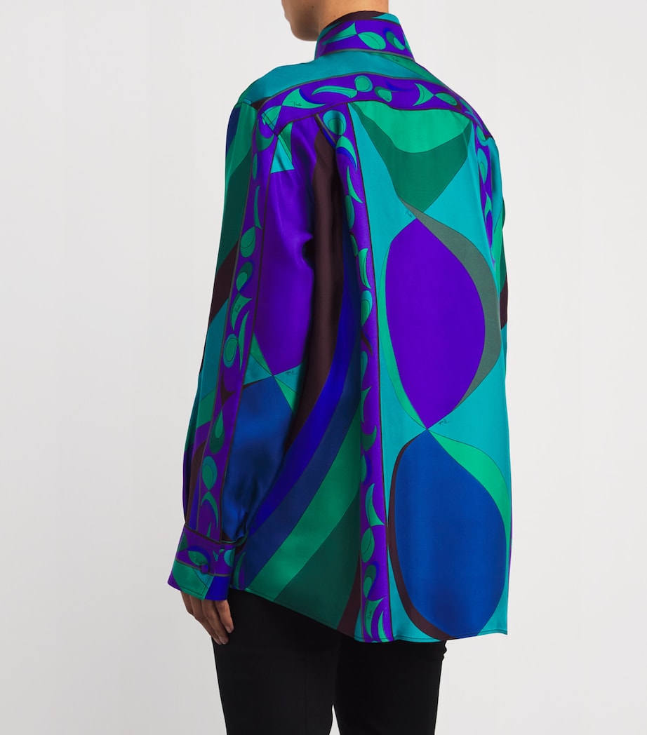Silk Pesci Print Oversized Shirt 016 SMERALDO Image 4