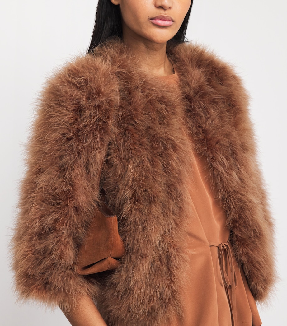 Yves Salomon Womens Feather Cropped Jacket Image 3
