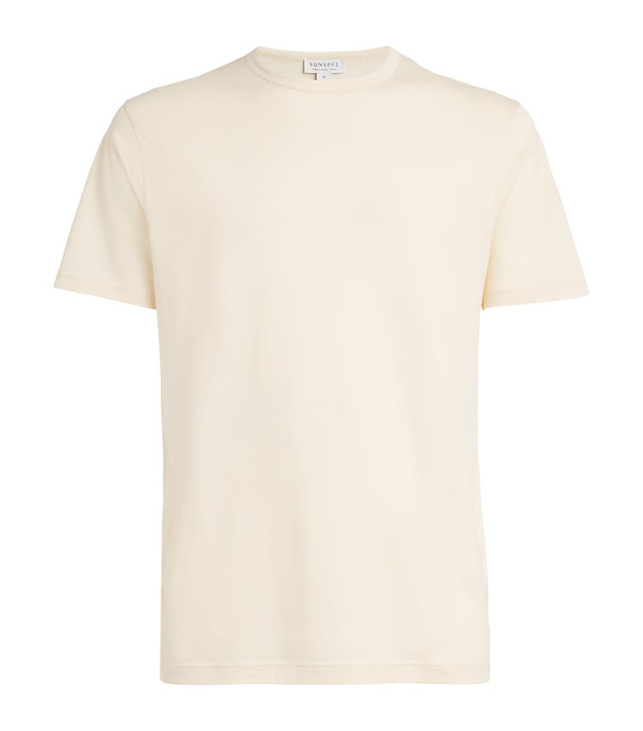 Sunspel Mens Supima Cotton T-Shirt Nuab/undyed Image 1