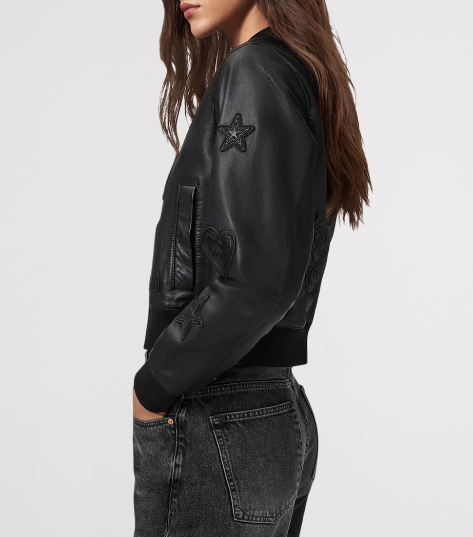 Leather Orten Bomber Jacket BLACK Image 5