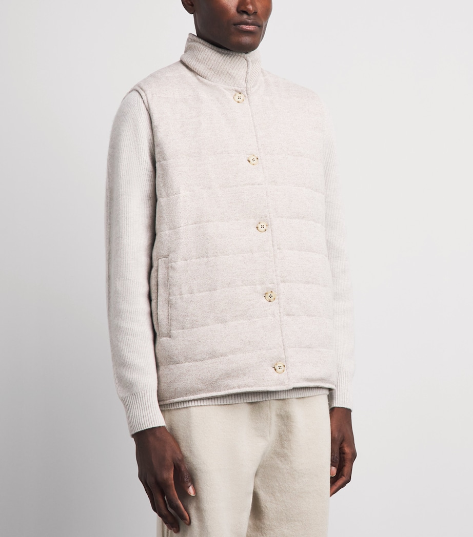 N.Peal Mens Reversible Organic Cashmere-Suede Gilet Toasted Sesame Suede Image 6