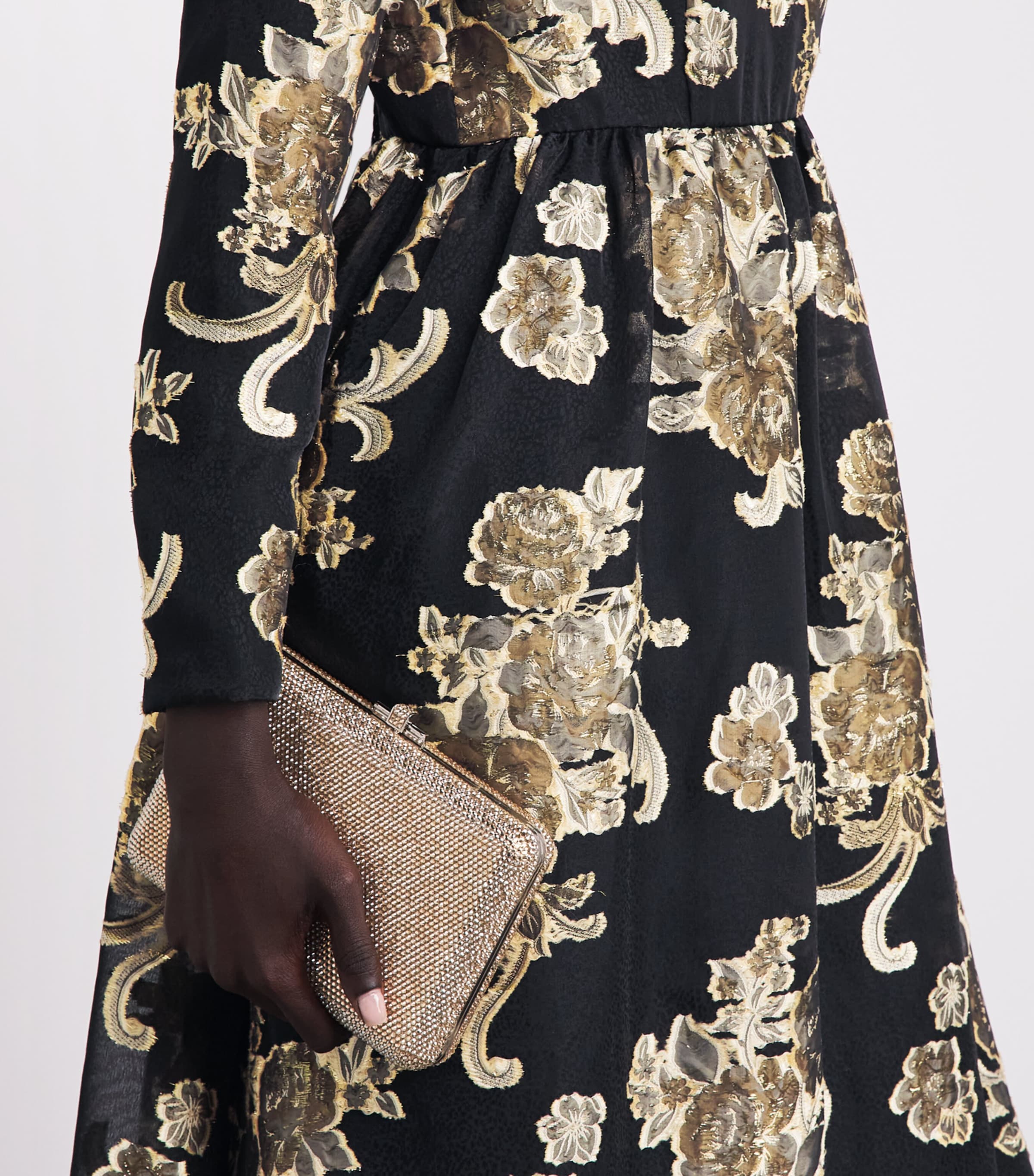 Huishan Zhang Womens Embroidered Amanda Gown Black/gold Image 5
