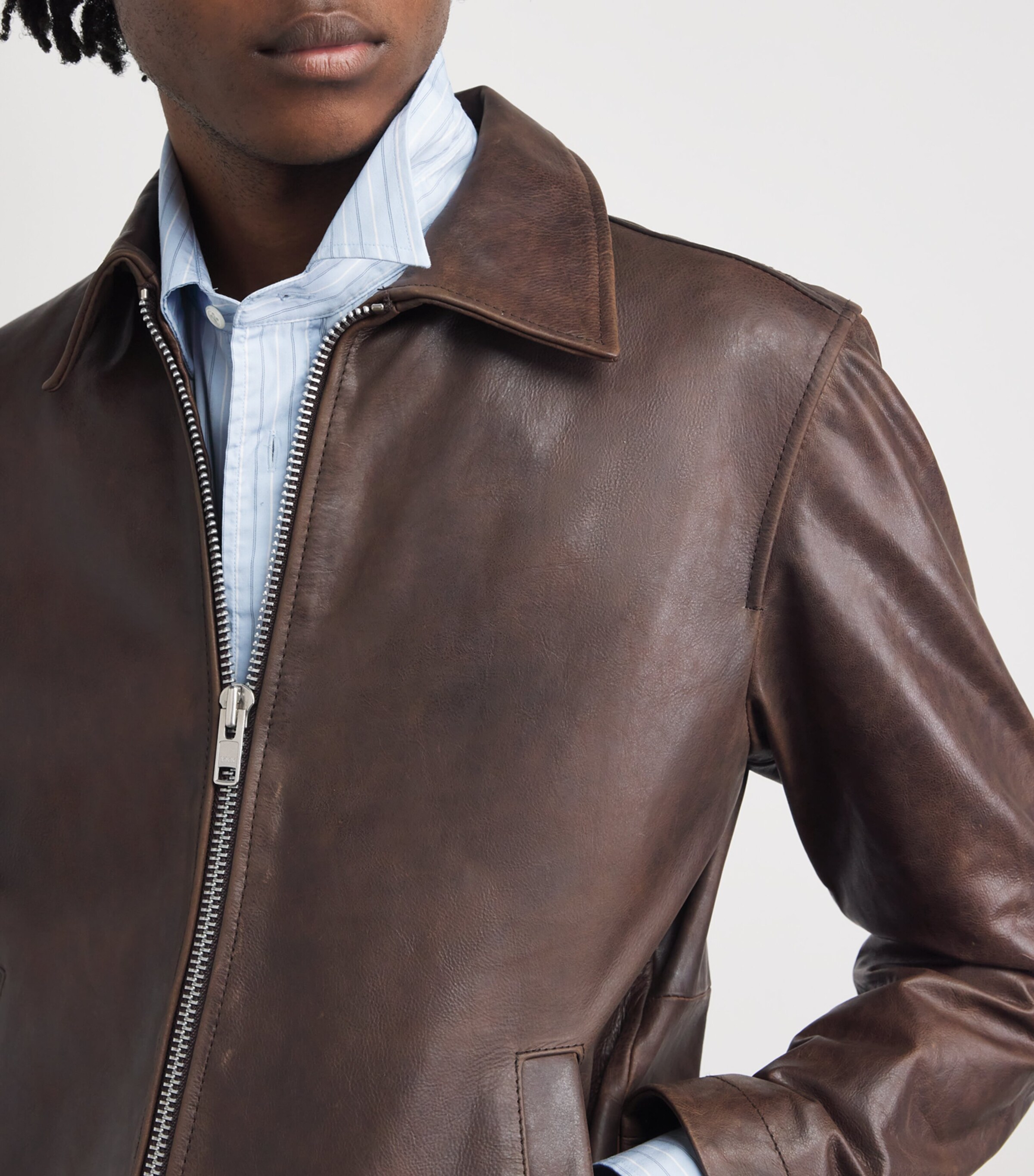 Sunflower Brown Leather Zip-Up Jacket | Harrods US