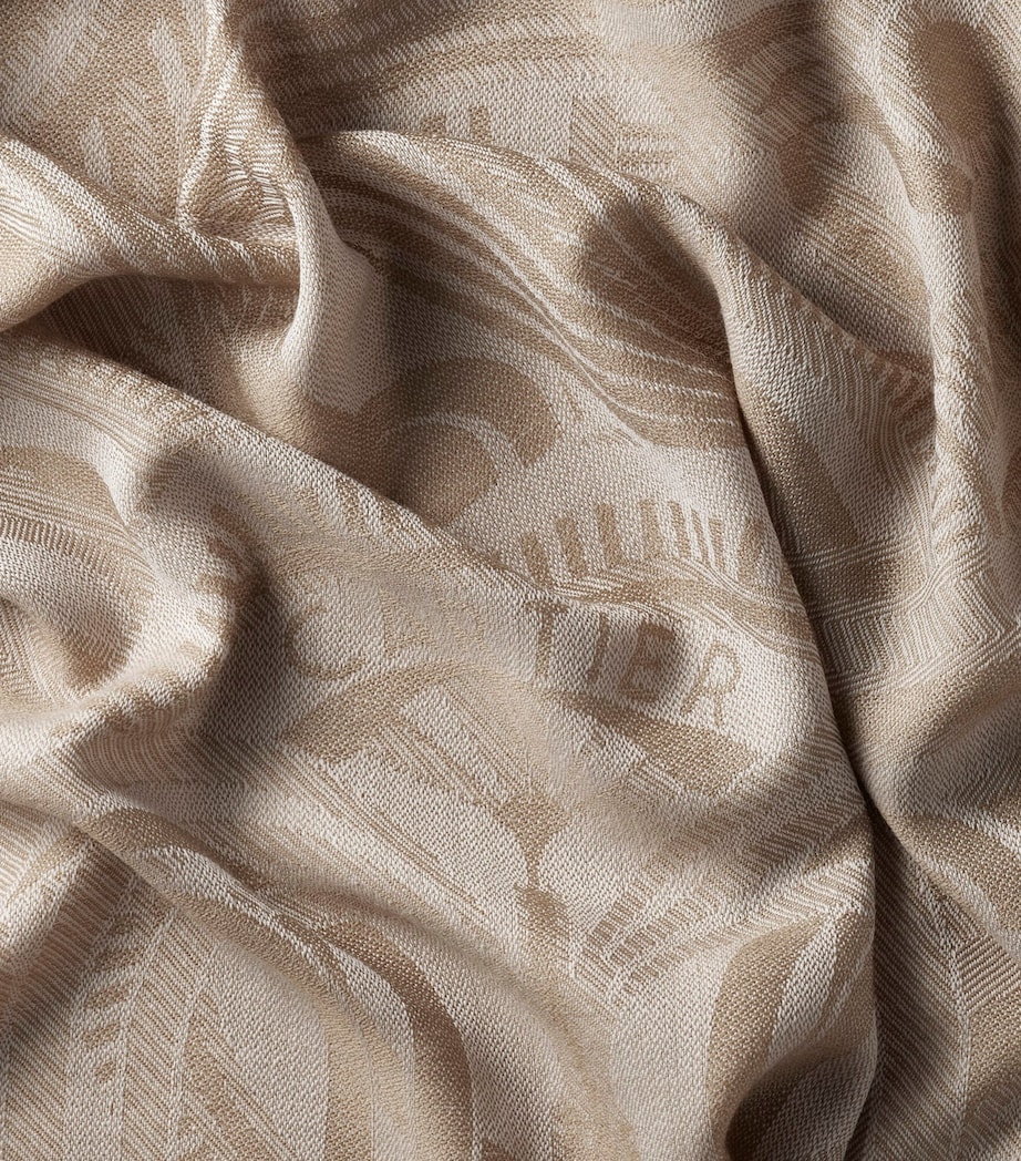 Cartier Wool-Cashmere Panthère Art Deco Scarf Beige Image 2