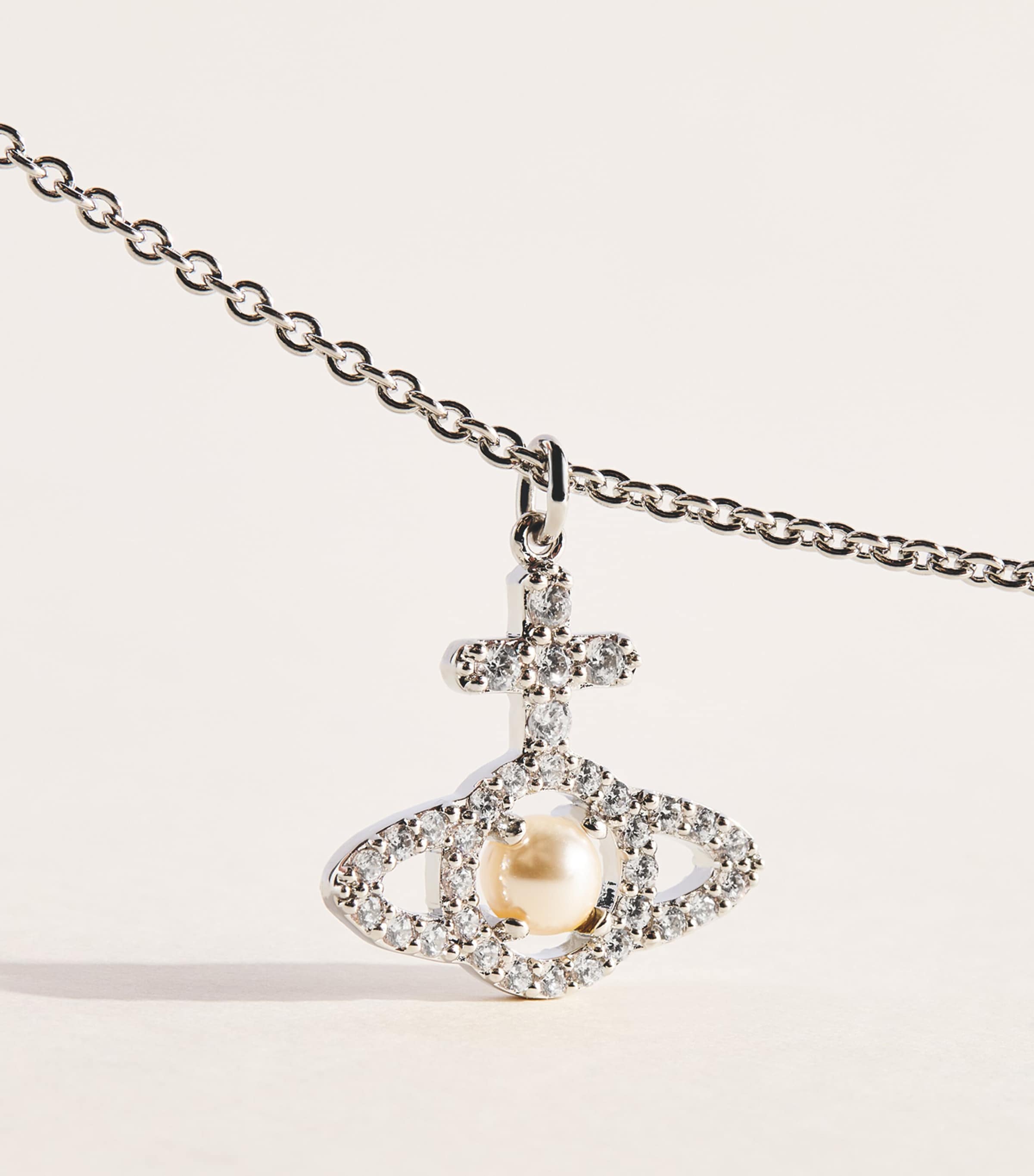 Vivienne Westwood Olympia Pendant Necklace Plat/crmrs Prl/wt Cz Image 5