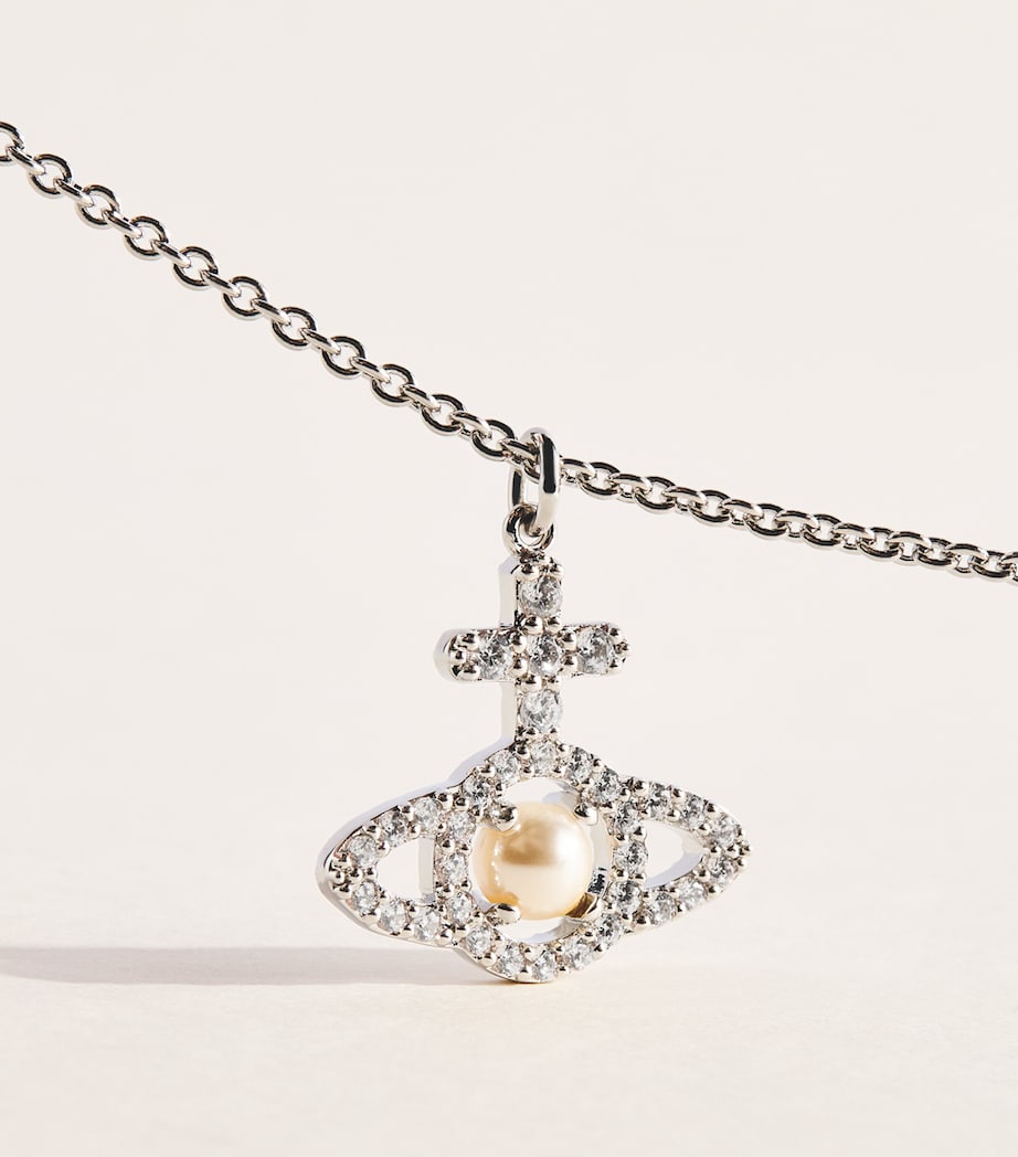 Vivienne Westwood Olympia Pendant Necklace Plat/crmrs Prl/wt Cz Image 5