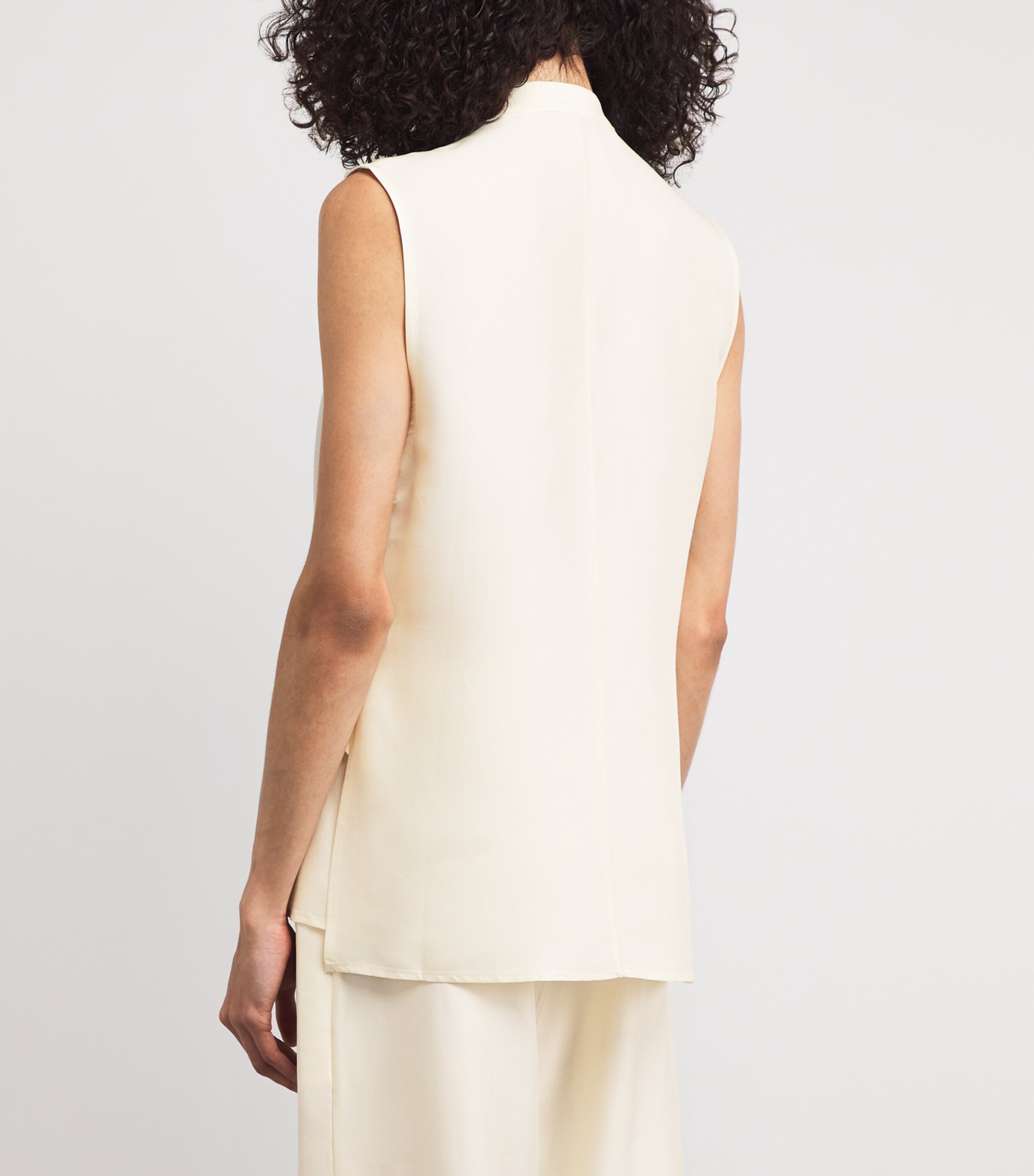 Le Kasha Womens Silk Sleeveless Abydos Shirt Cream Image 5