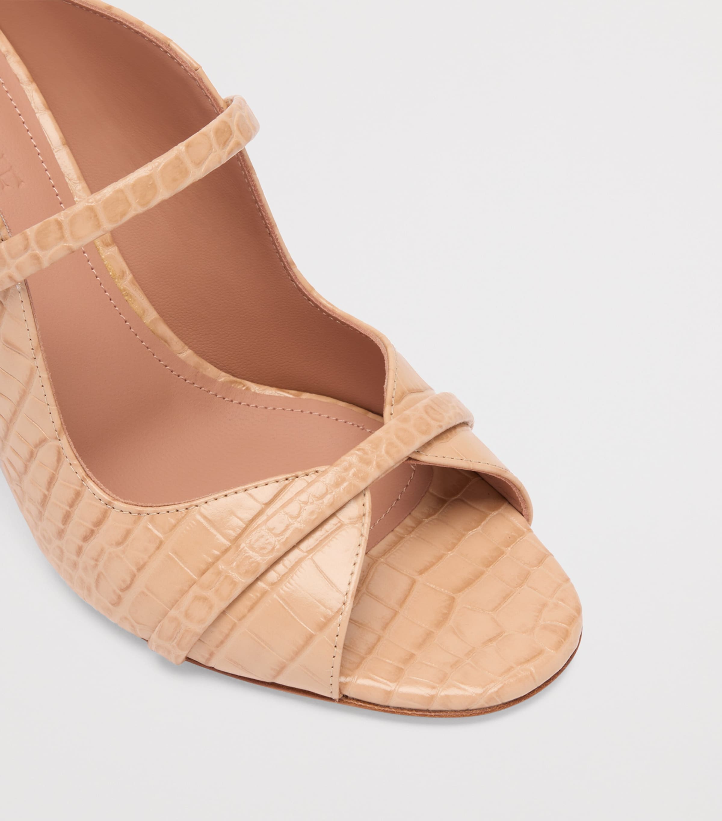 Croc-Embossed Leather Norah Heeled Sandals 70 BUFF Image 5