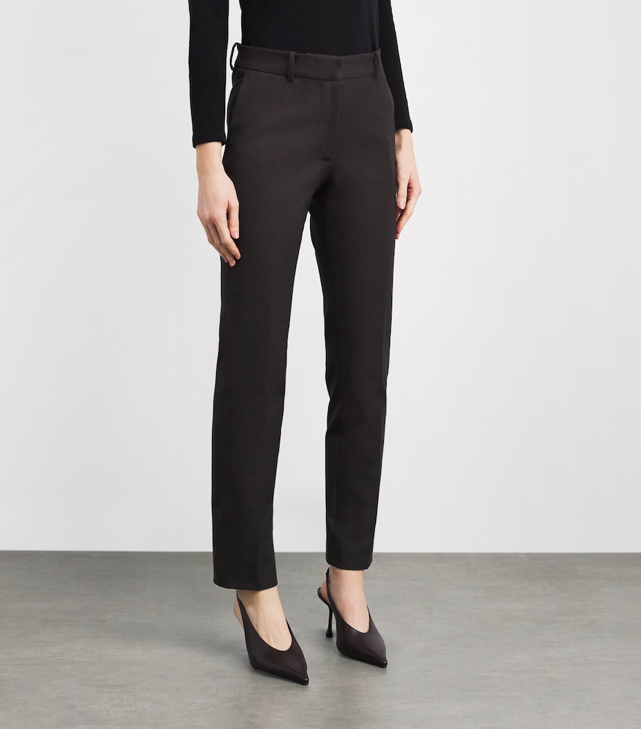 Joseph Womens Gabardine Coleman Slim Trousers Cocoa Image 3