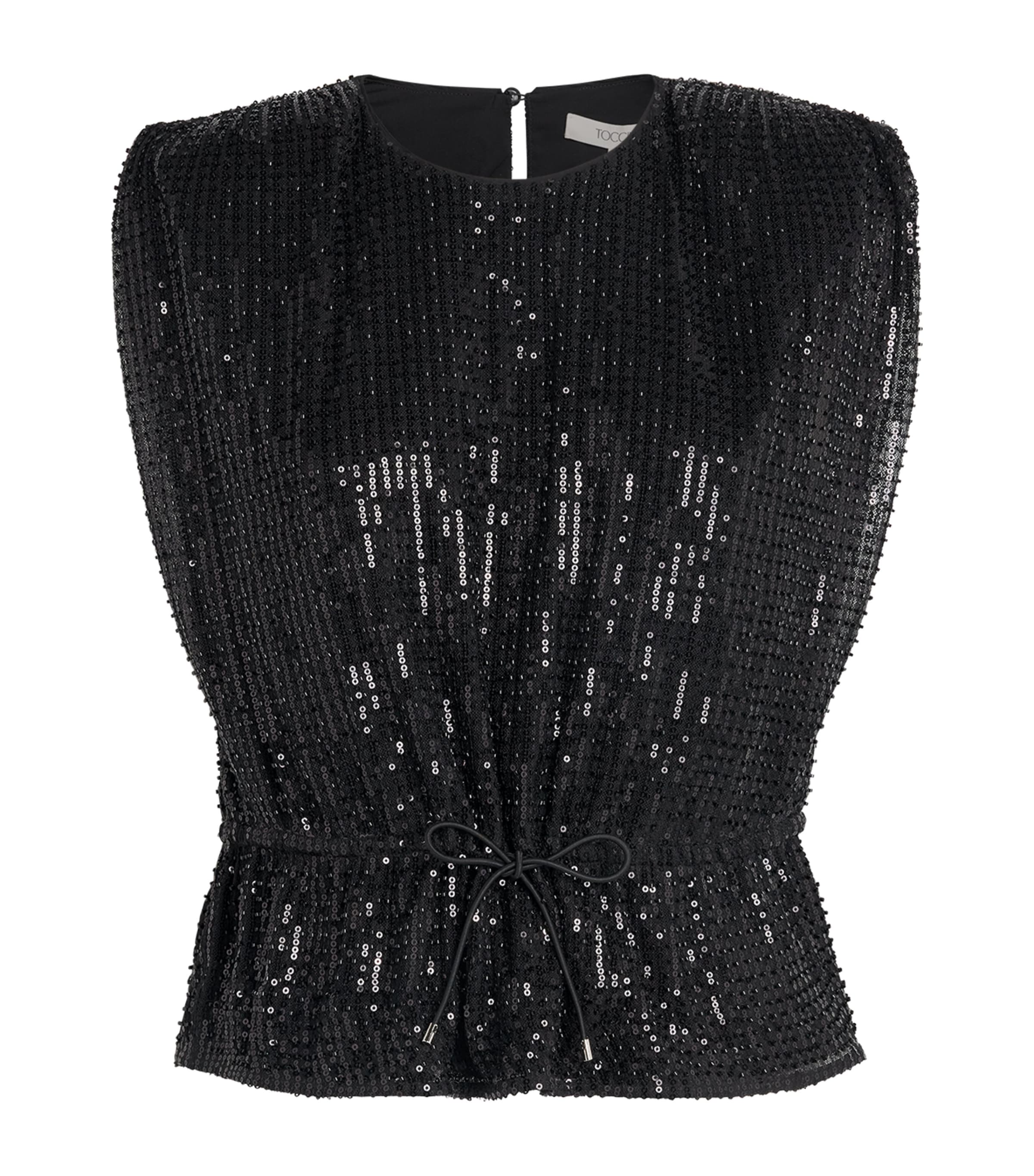 Toccin Womens Sequin Drawstring Talon Top Jet Image 1