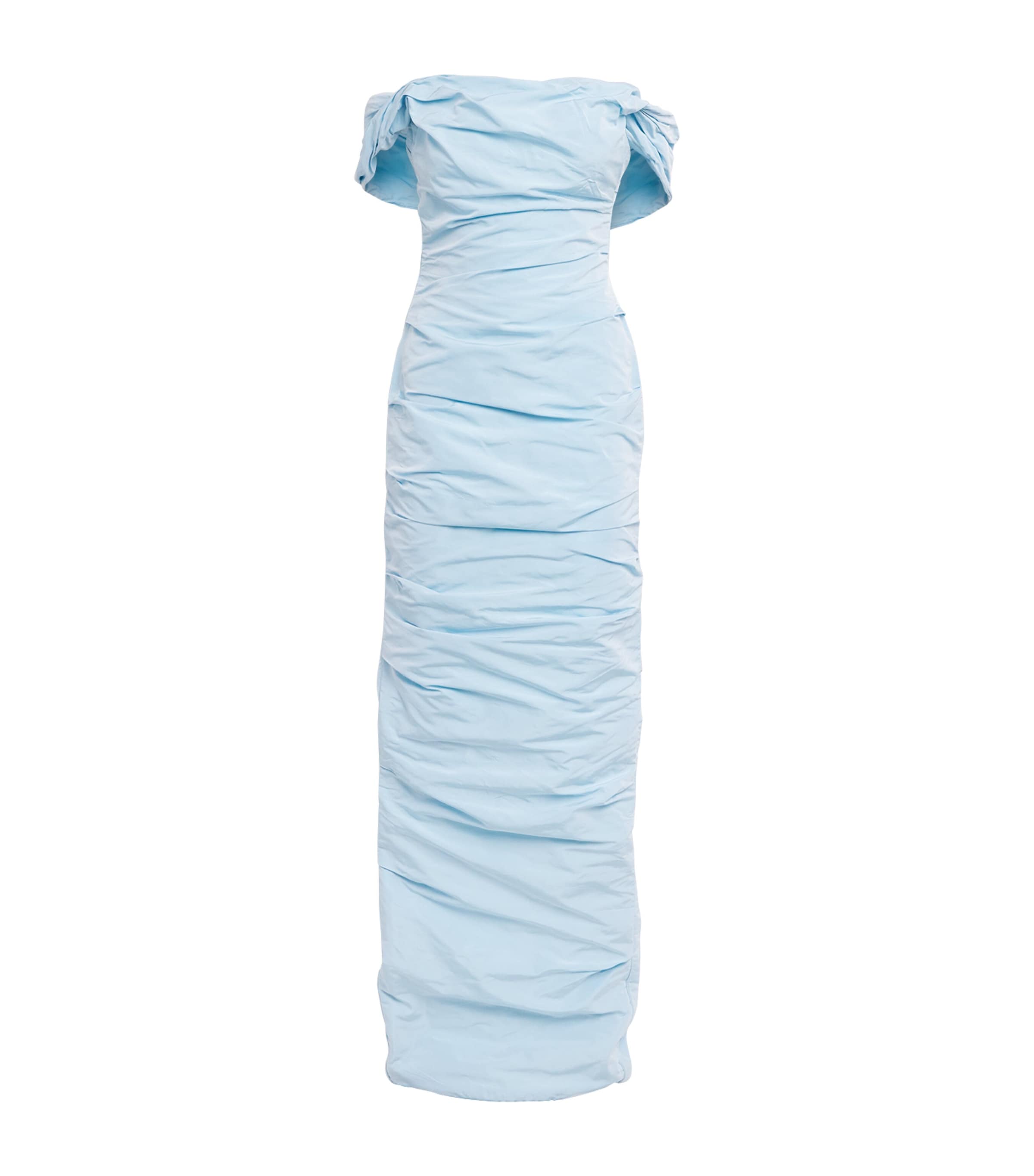 Marmar Halim Taffeta Off-the-shoulder Gown In Blue