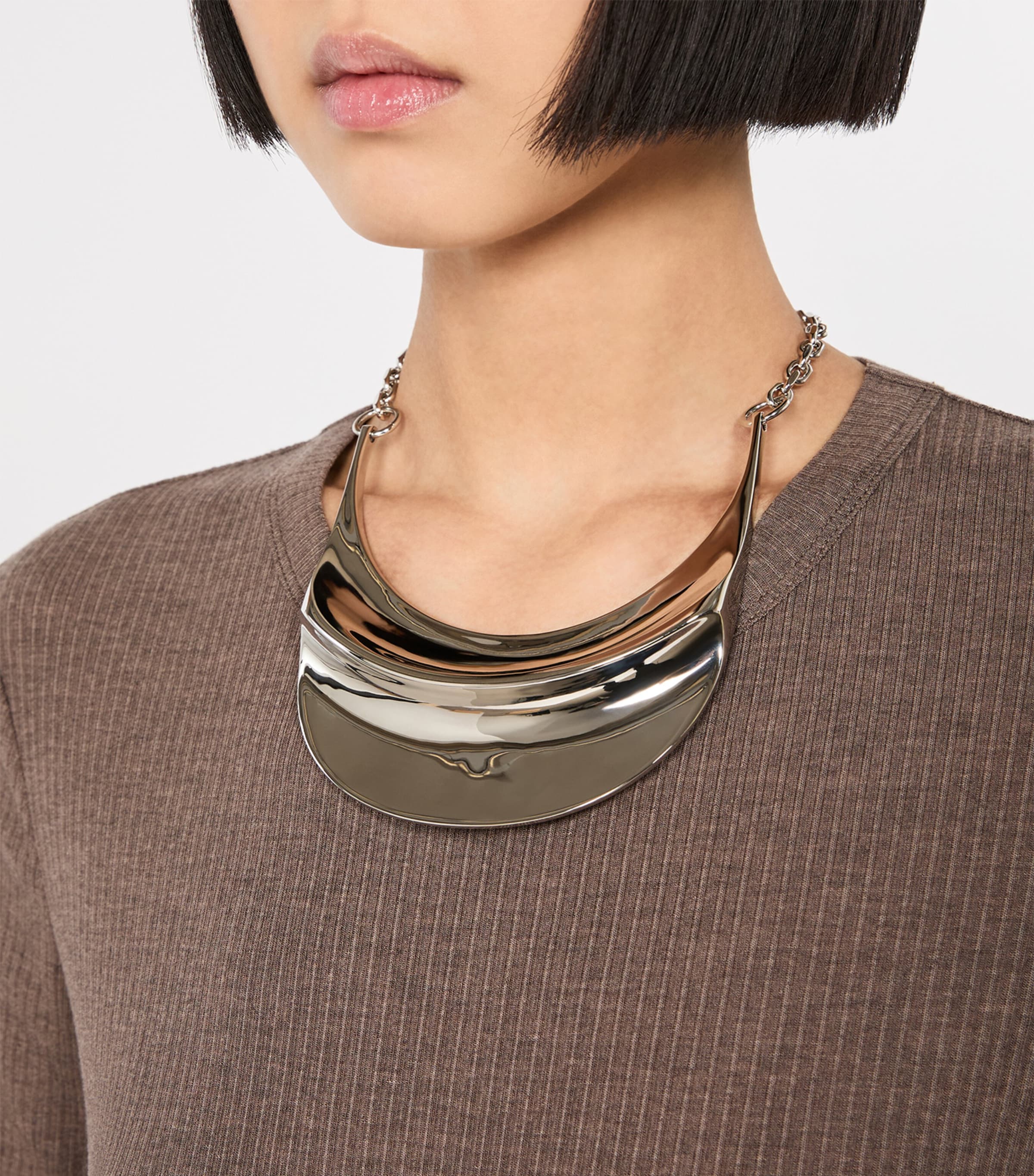 Max Mara Crescent Necklace Silver Image 2