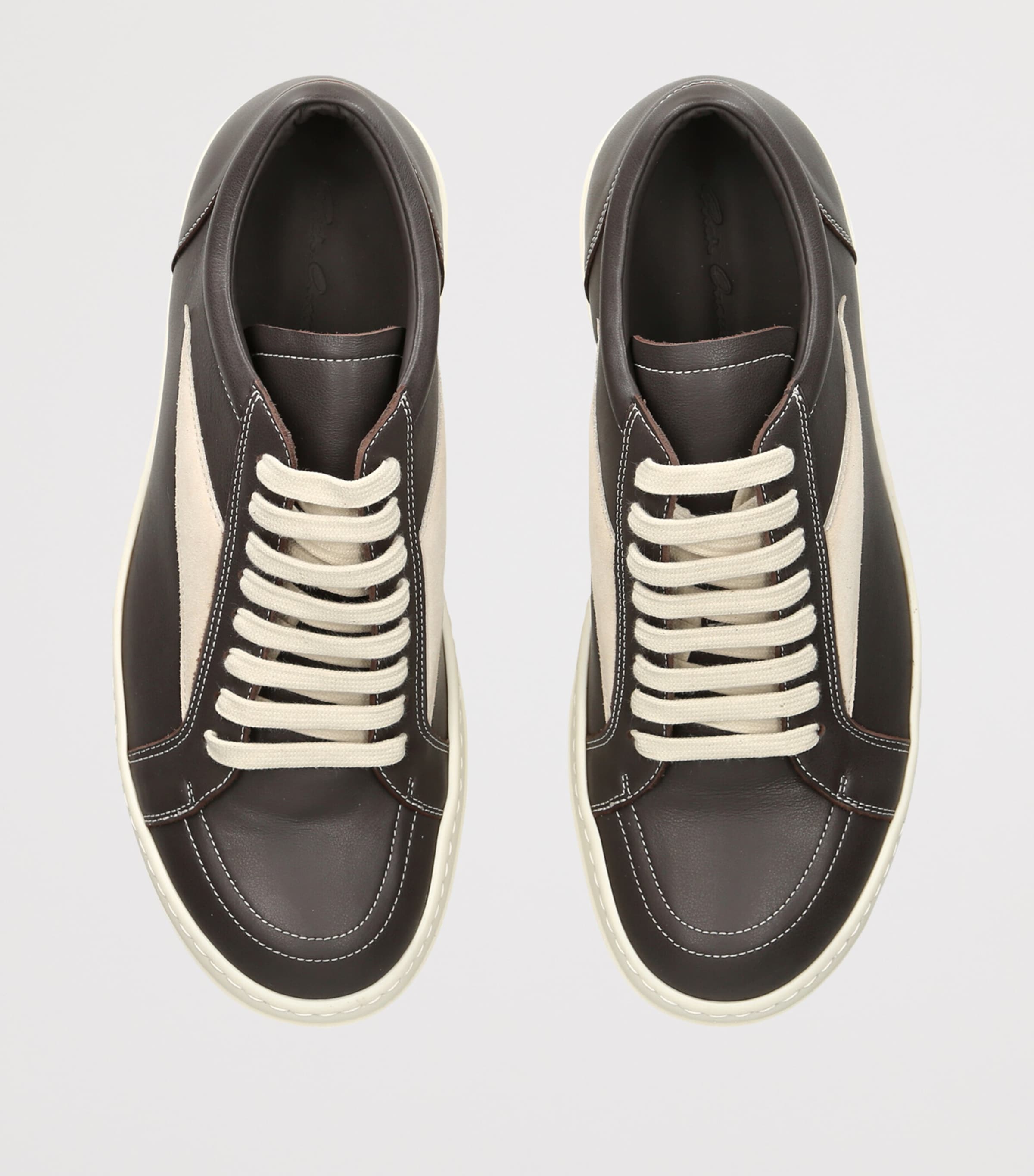 Rick Owens Leather Vintage Sneakers Grey/dark Image 3