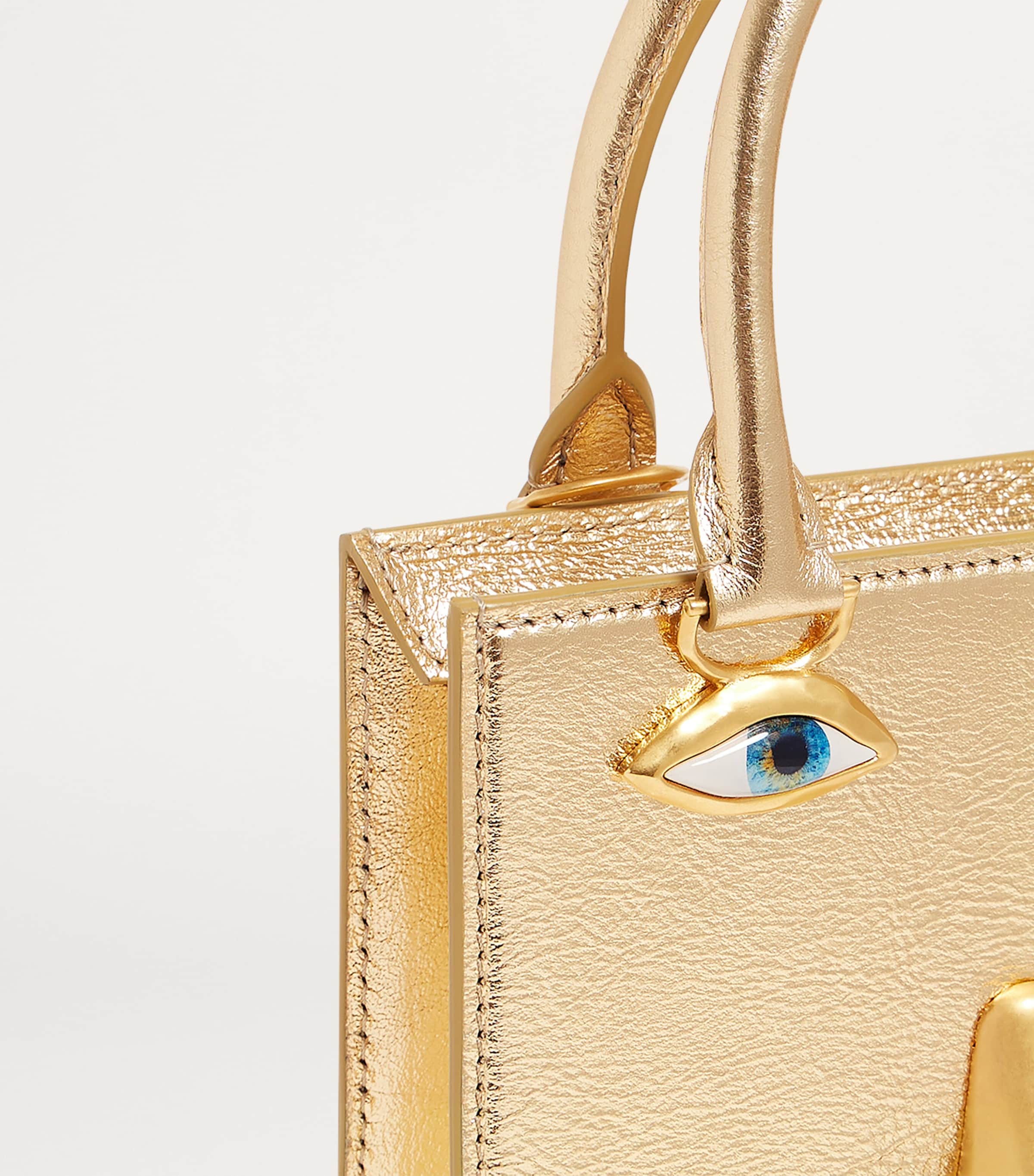 Mini Leather Anatomy Top-Handle Bag 001GOLD Image 6