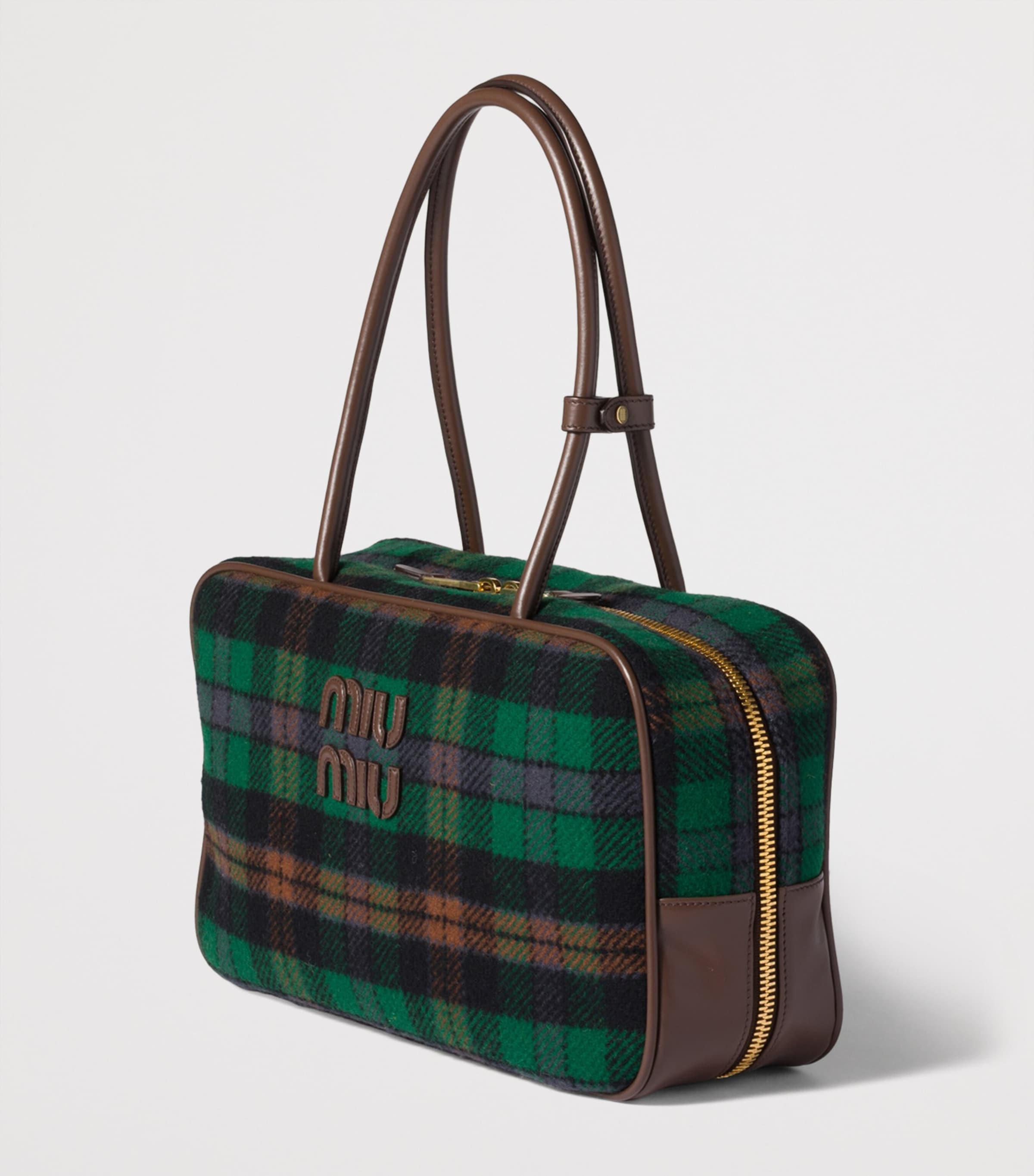 Tartan-Leather Beau Top-Handle Bag F0CMV Image 2