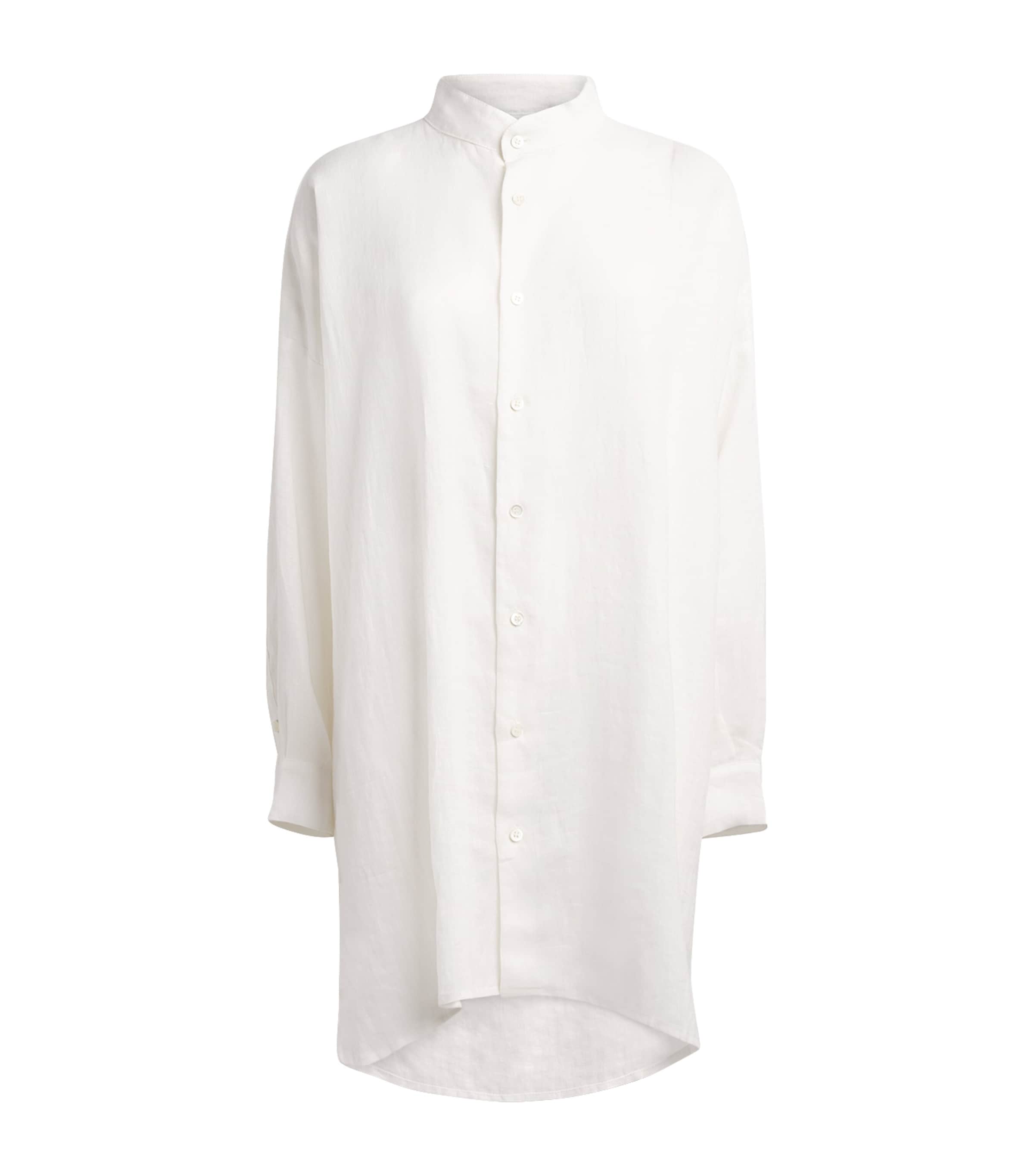 Eskandar Womens Linen Stand-Collar A-Line Shirt White Image 1