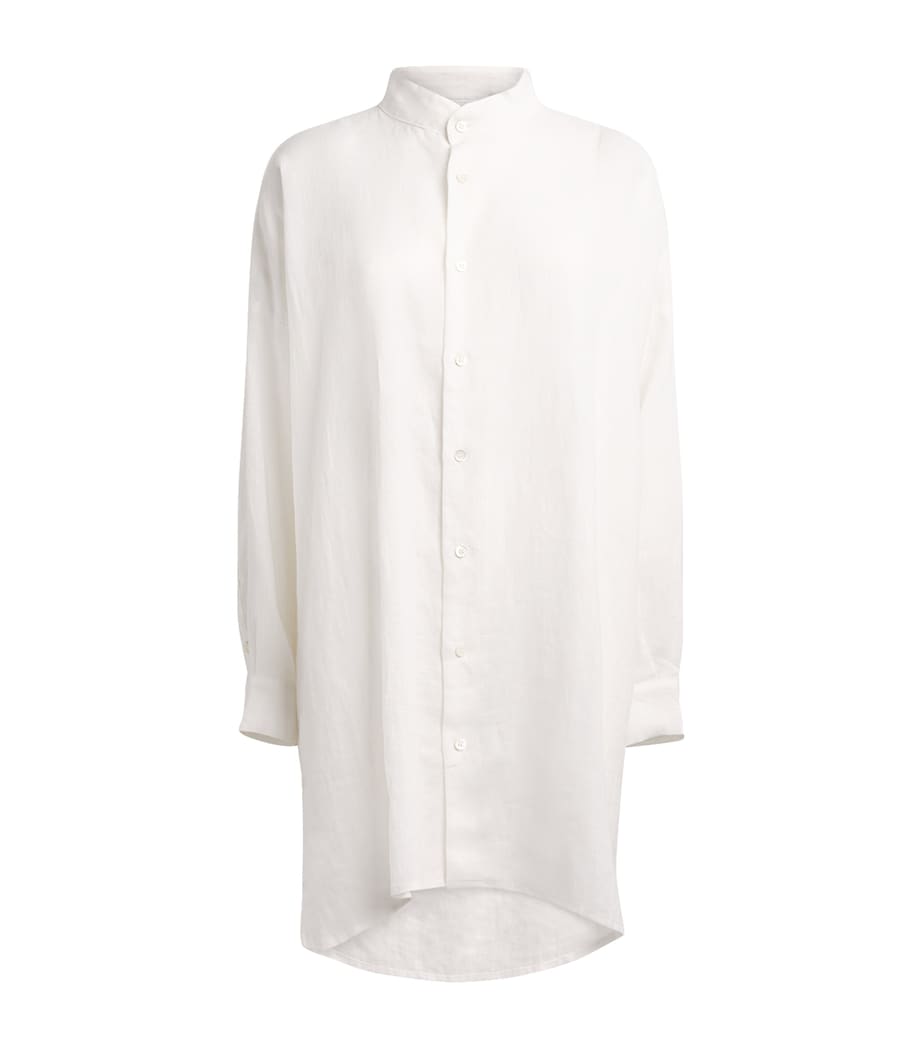 Eskandar Womens Linen Stand-Collar A-Line Shirt White Image 1