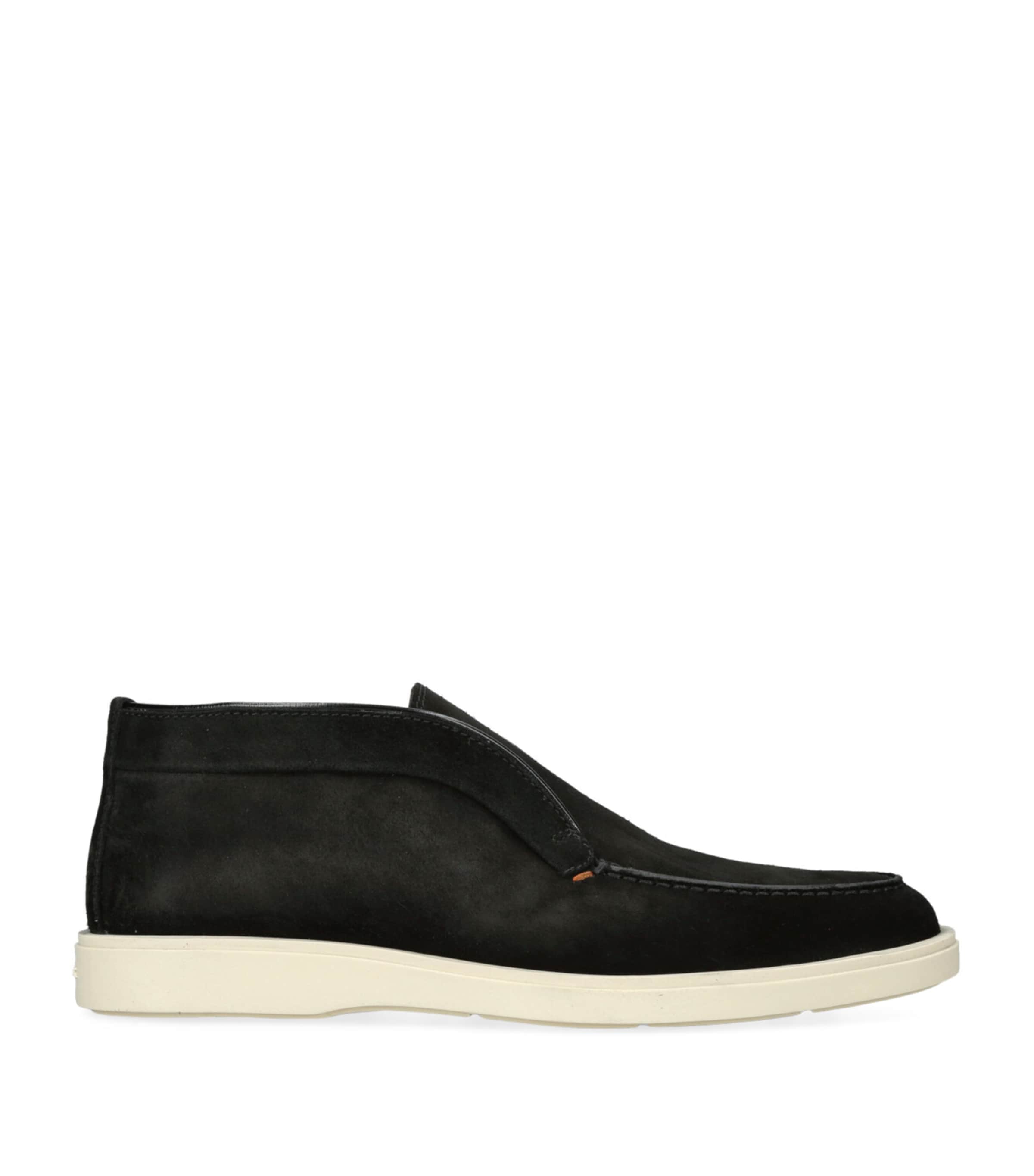 Santoni Midnight Blue Suede Digits Ankle Boots In Black