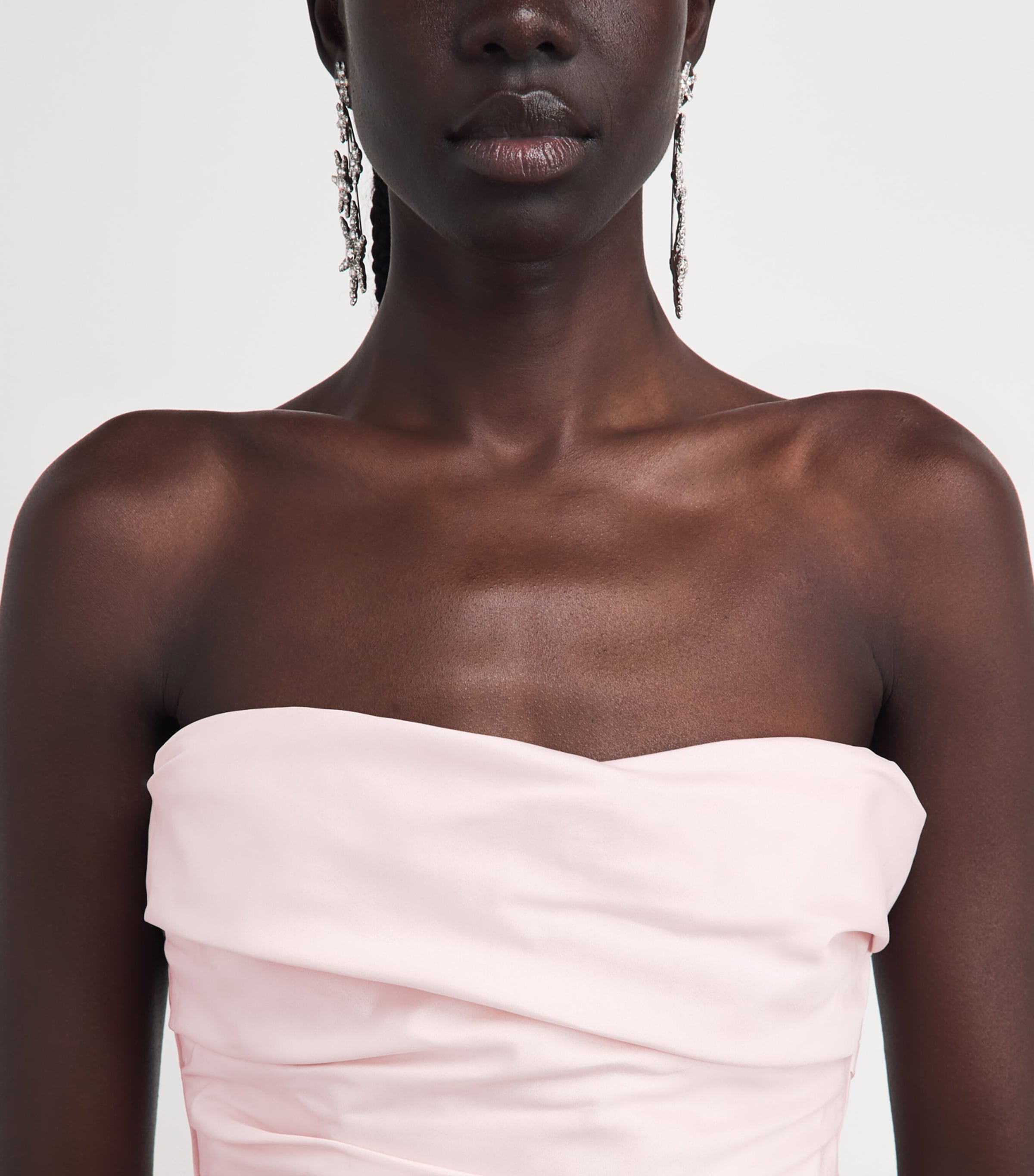 Marmar Halim Womens Taffeta Strapless Draped Gown Pink Image 3