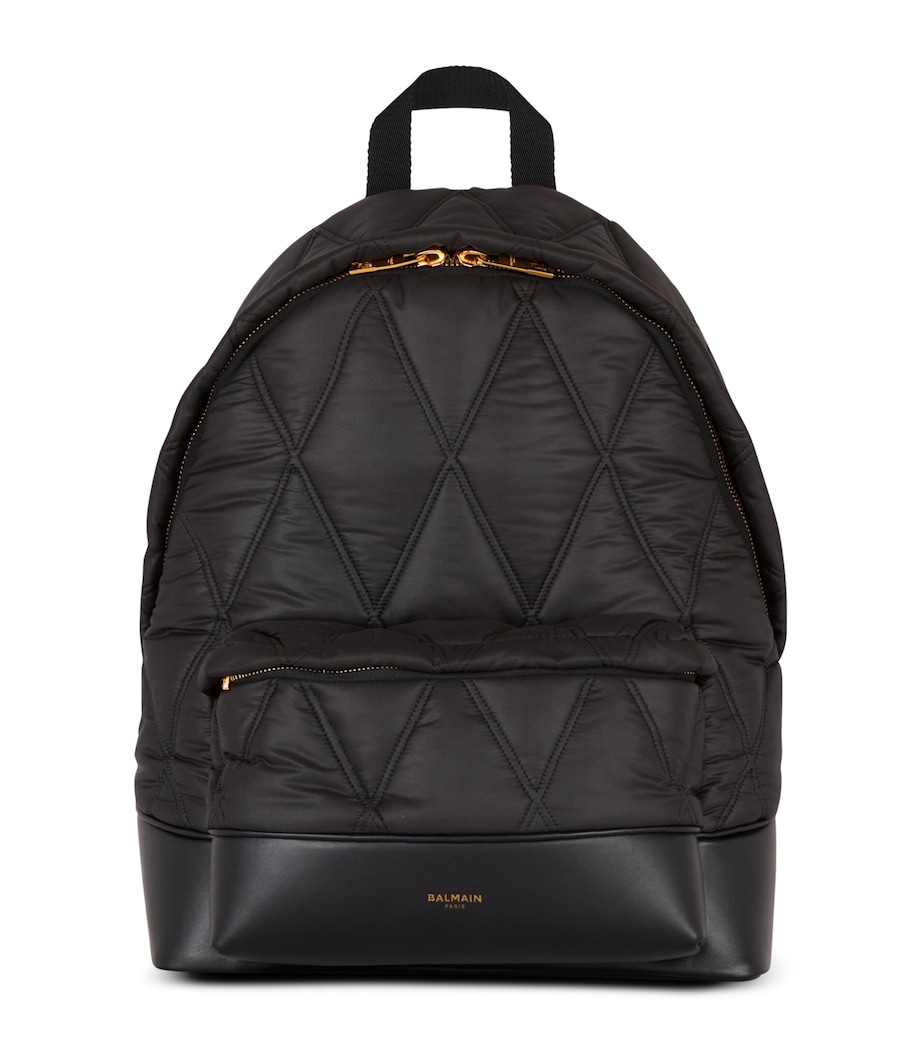 Balmain Quilted Diamond Motif Backpack Eaf Noir/kaki Image 1