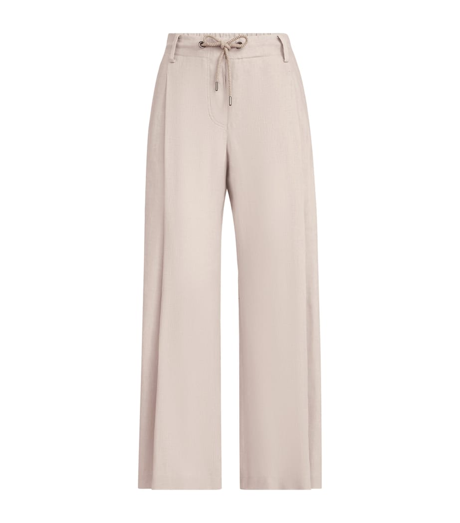 Brunello Cucinelli Womens Linen Drawstring Wide-Leg Trousers Image 1