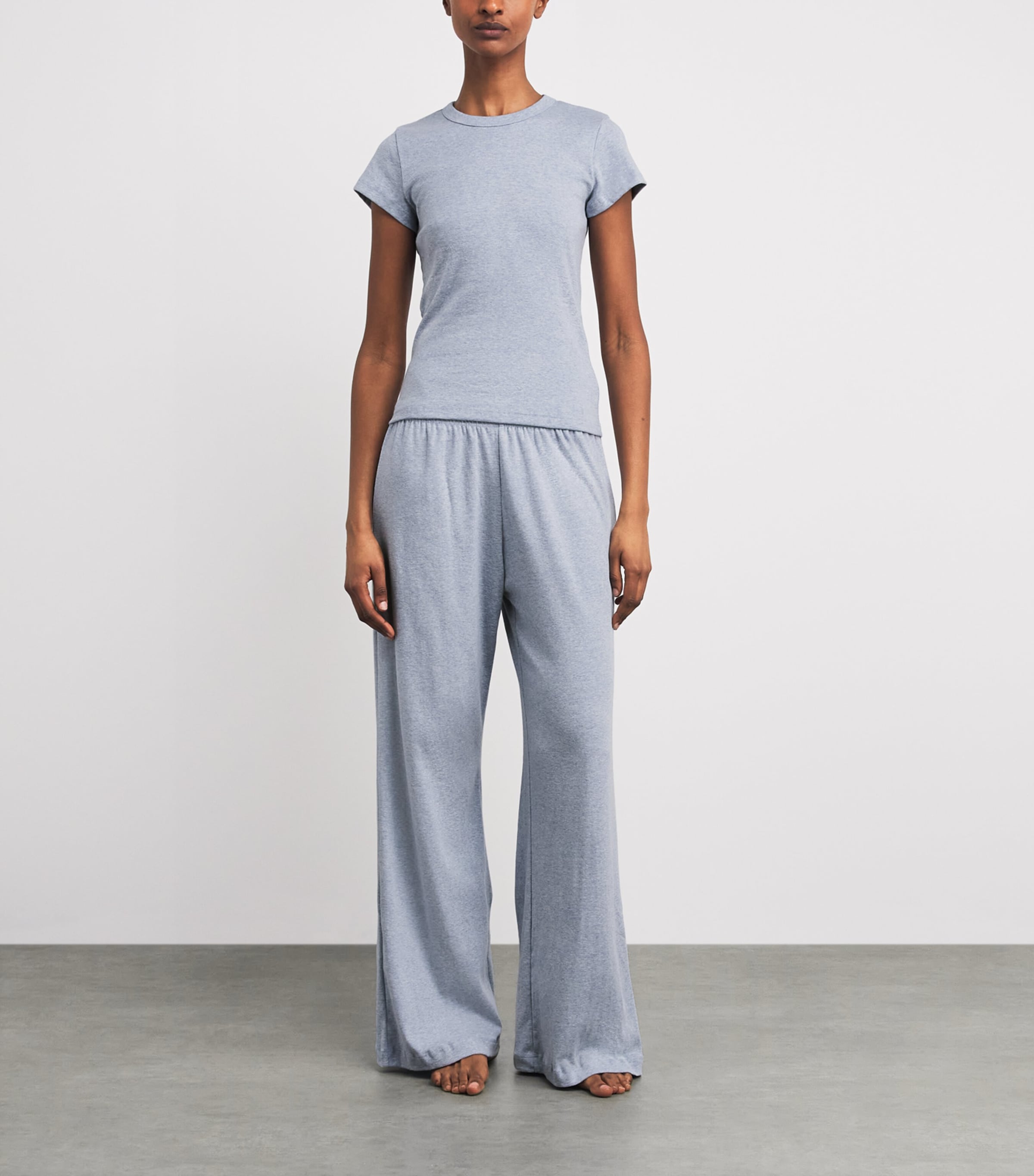 LESET Womens Cotton Nando Slim T-Shirt Ciel Melange Image 2