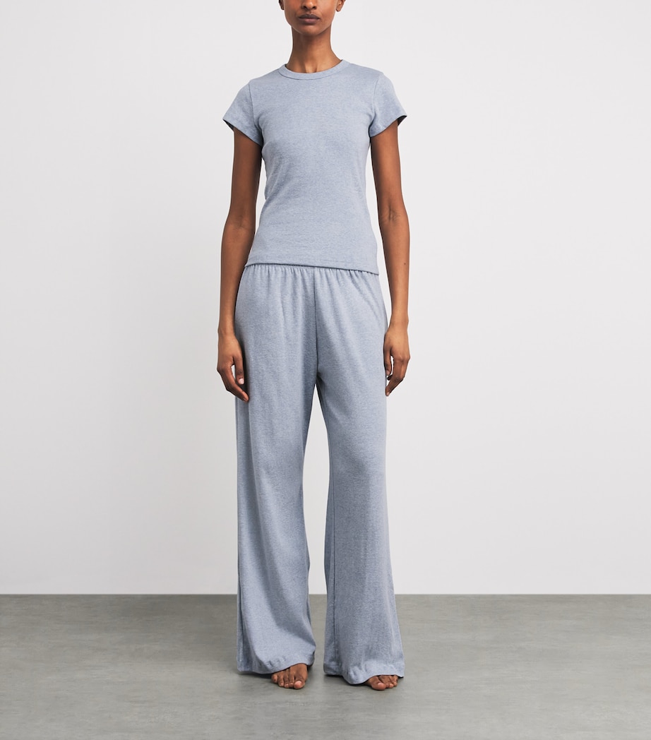LESET Womens Cotton Nando Slim T-Shirt Ciel Melange Image 2