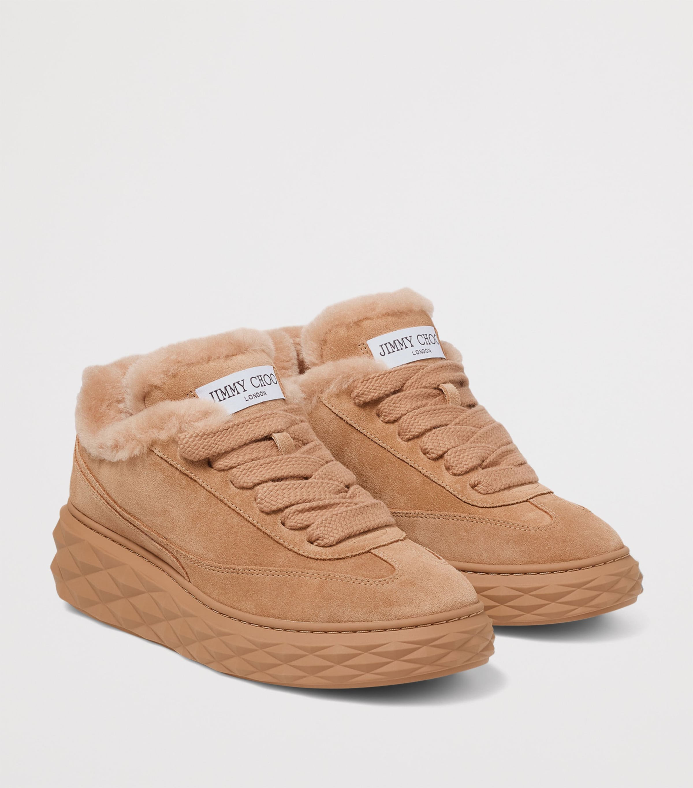 Diamond Maxi Retro Suede-Shearling Sneakers V TOFFEE/TOFFEE Image 2
