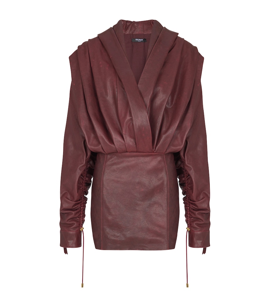 Leather Hooded Mini Dress 3AR AUBERGINE Image 1
